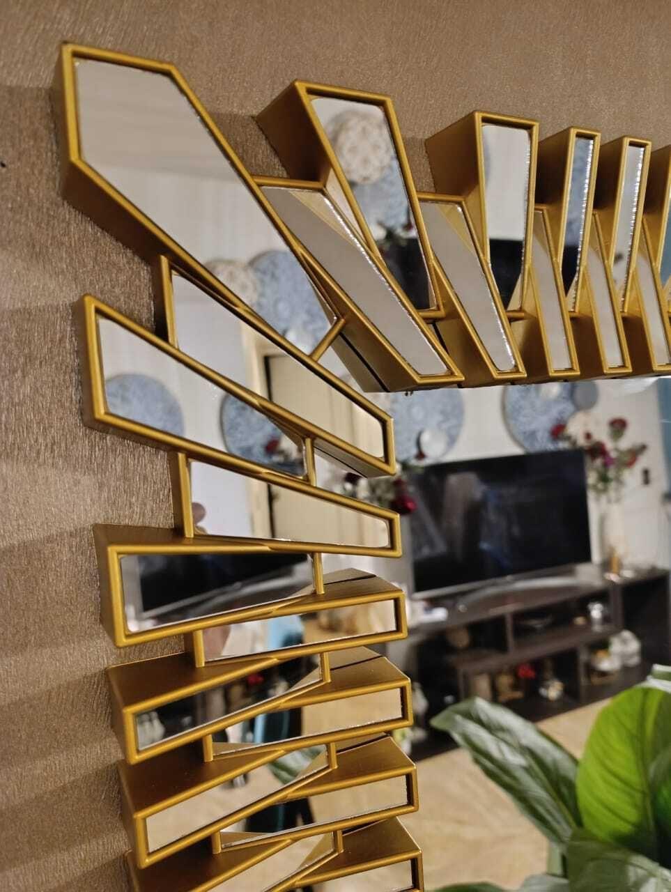 Espejo Rectangular Dorado, Golden Block 75x57x4 Cm.-2