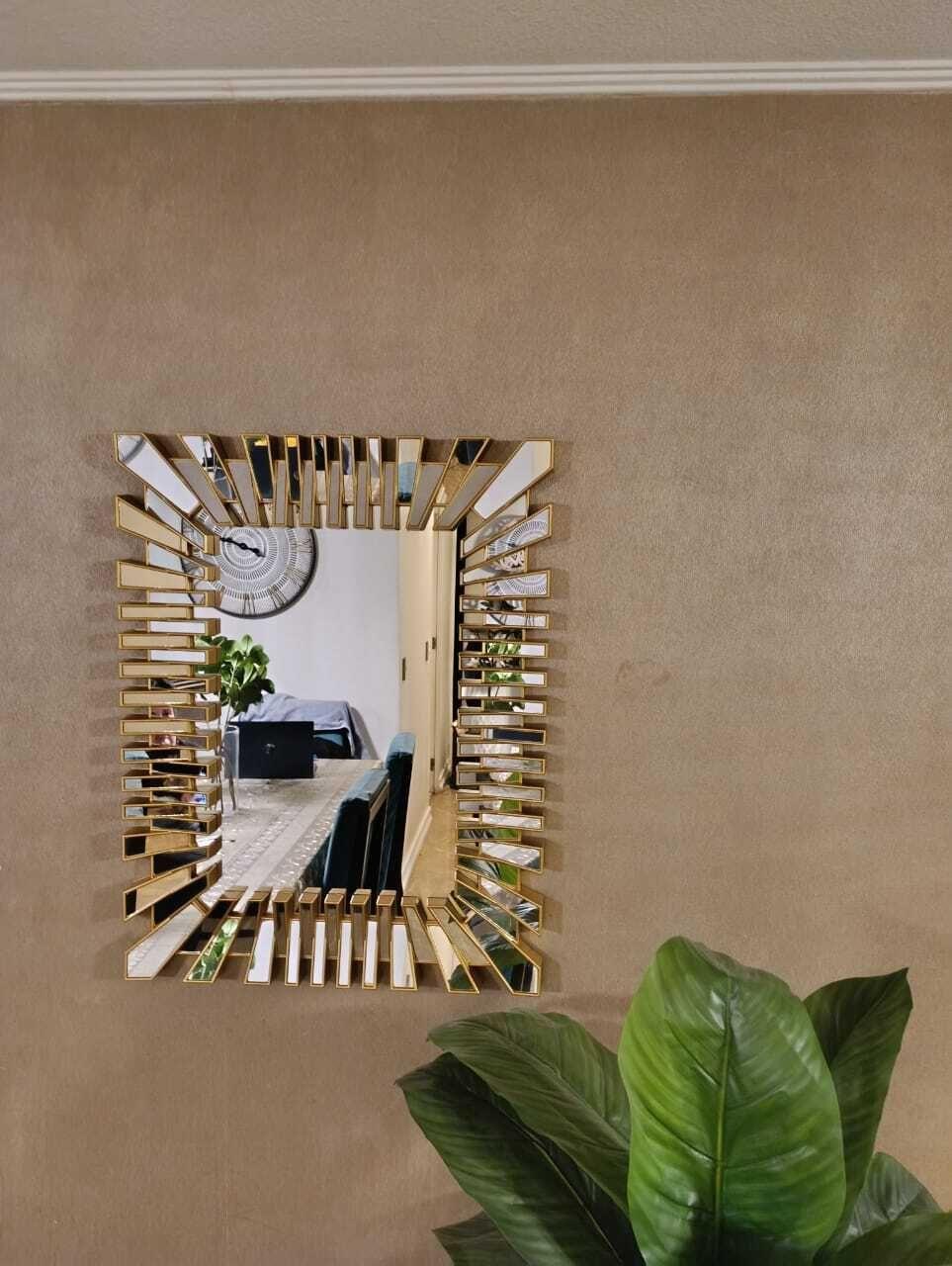Espejo Rectangular Dorado, Golden Block 75x57x4 Cm.-3
