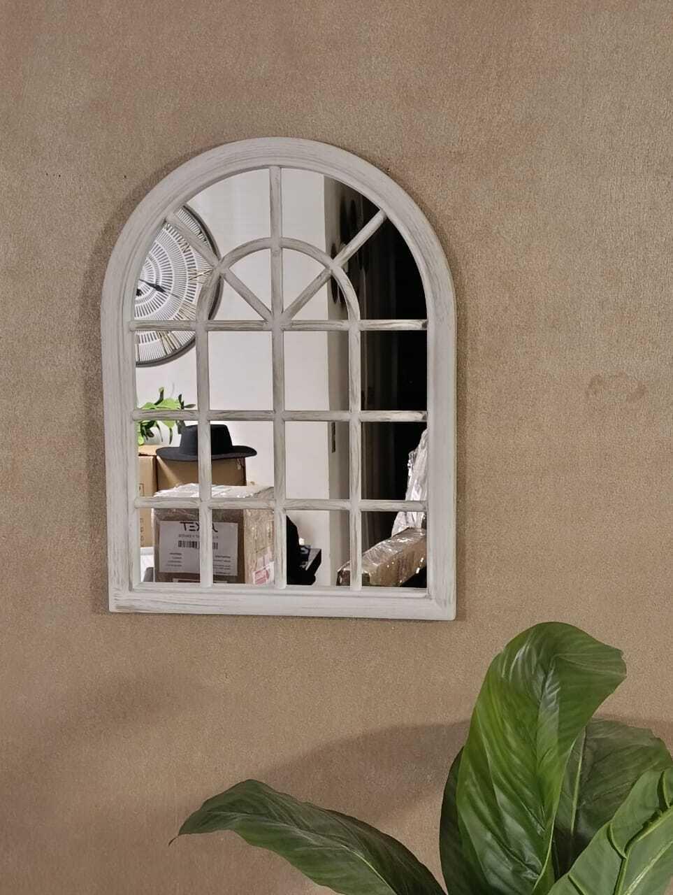 Espejo Forma Ventana, Blanco Invierno, Envejecido 61x46 Cm-0