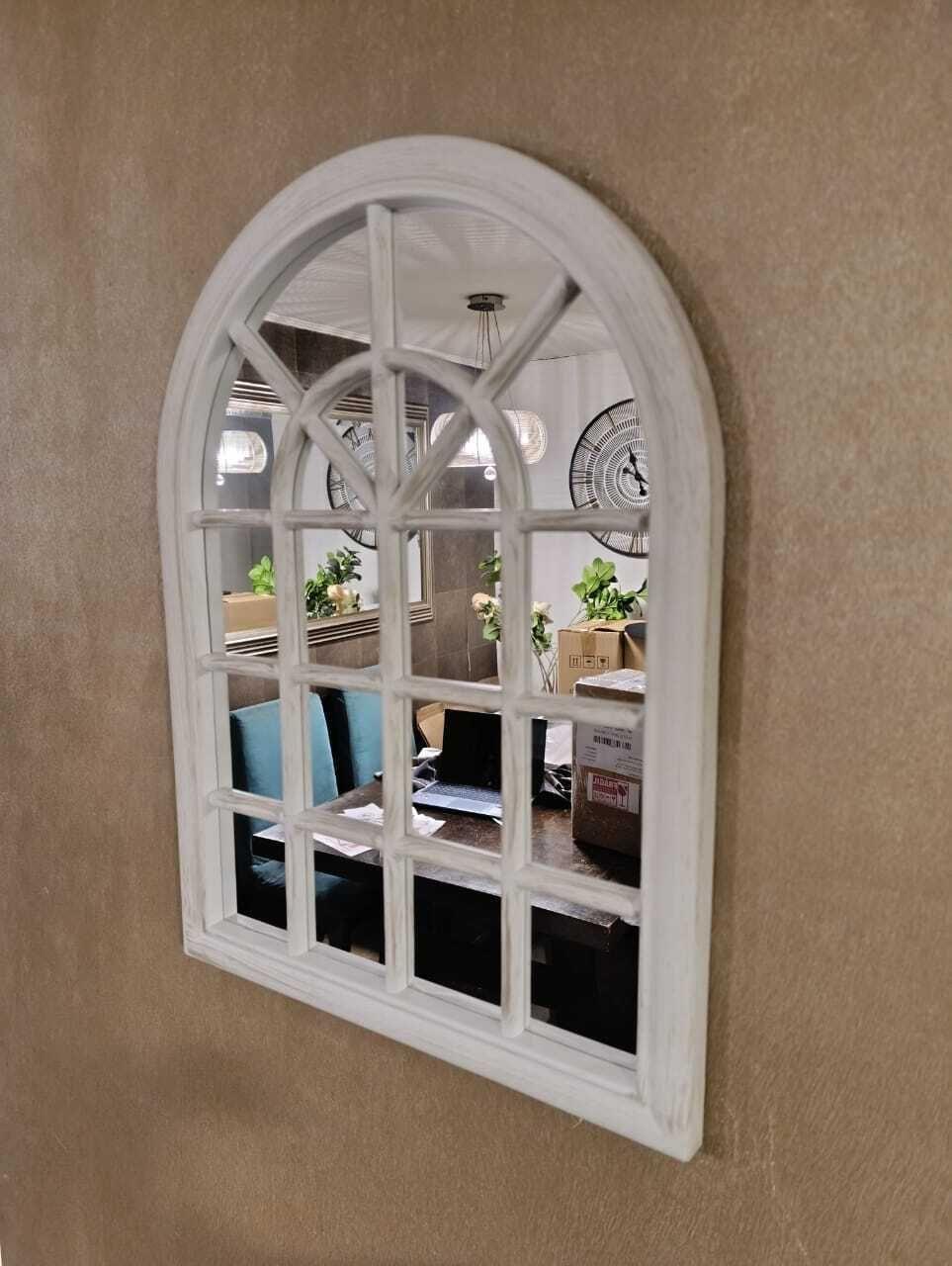 Espejo Forma Ventana, Blanco Invierno, Envejecido 61x46 Cm-1