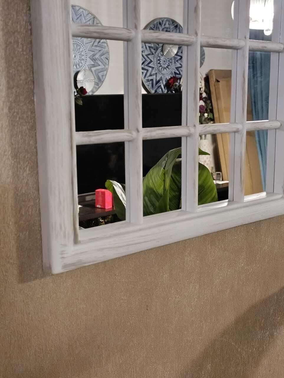 Espejo Forma Ventana, Blanco Invierno, Envejecido 61x46 Cm-5