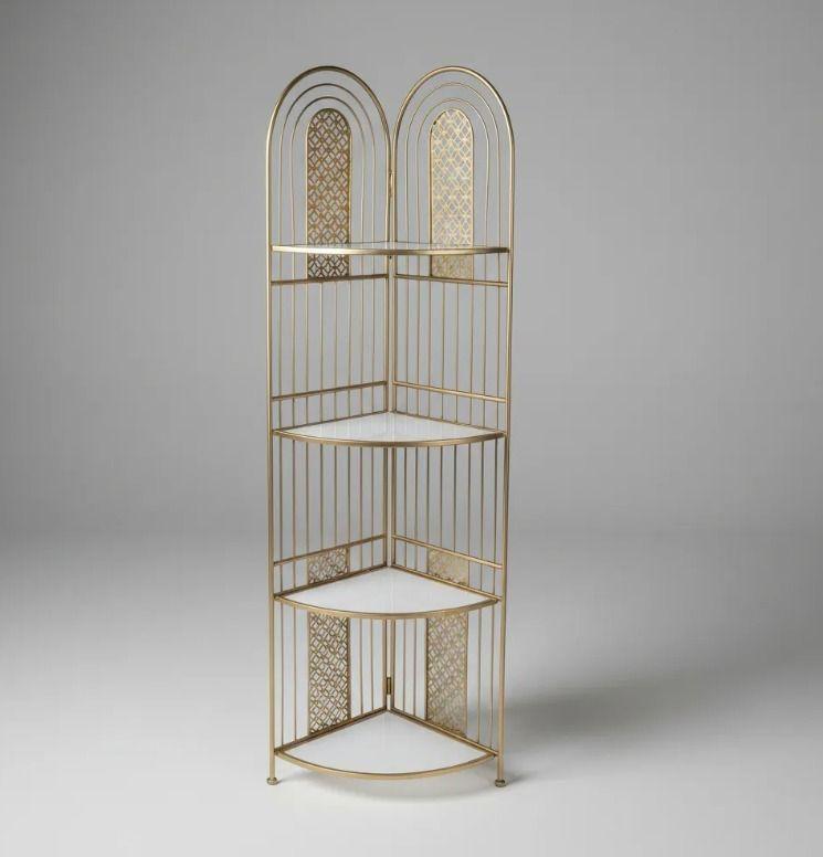 Repisa Esquinera Metal Dorado 4 Niveles 155x50 Cm-4