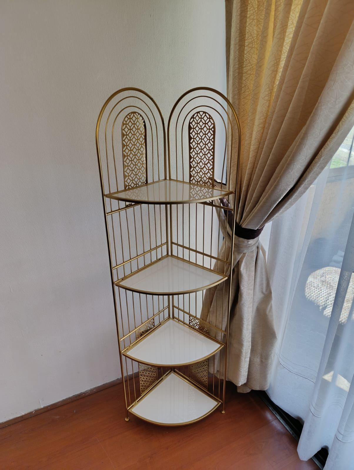 Repisa Esquinera Metal Dorado 4 Niveles 155x50 Cm-5