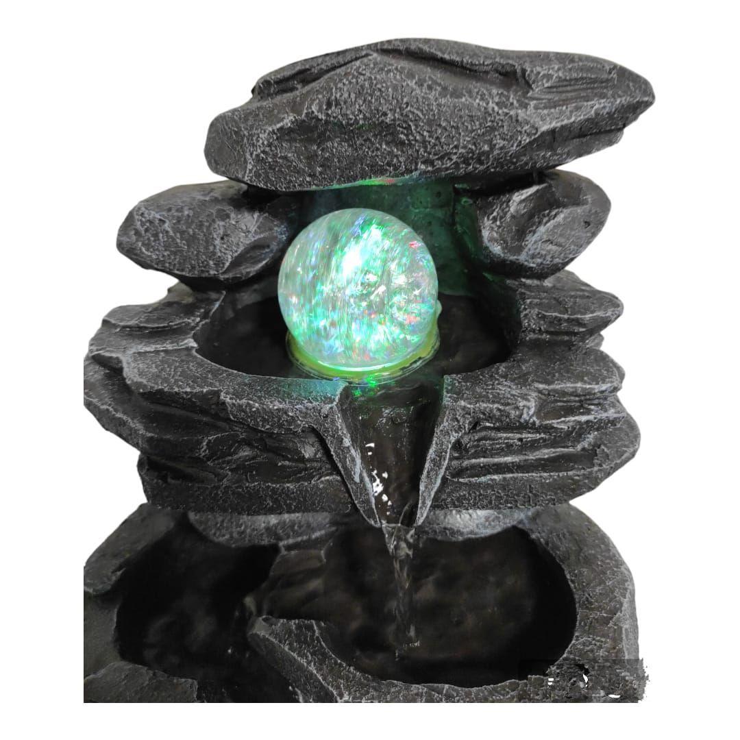 Fuente De Agua Diseño Piedra Con Luz Y Esfera, 35 Cm Alto-1