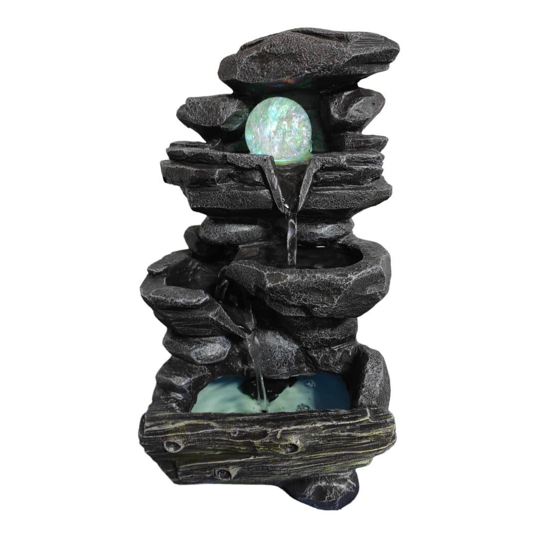 Fuente De Agua Diseño Piedra Con Luz Y Esfera, 35 Cm Alto-4