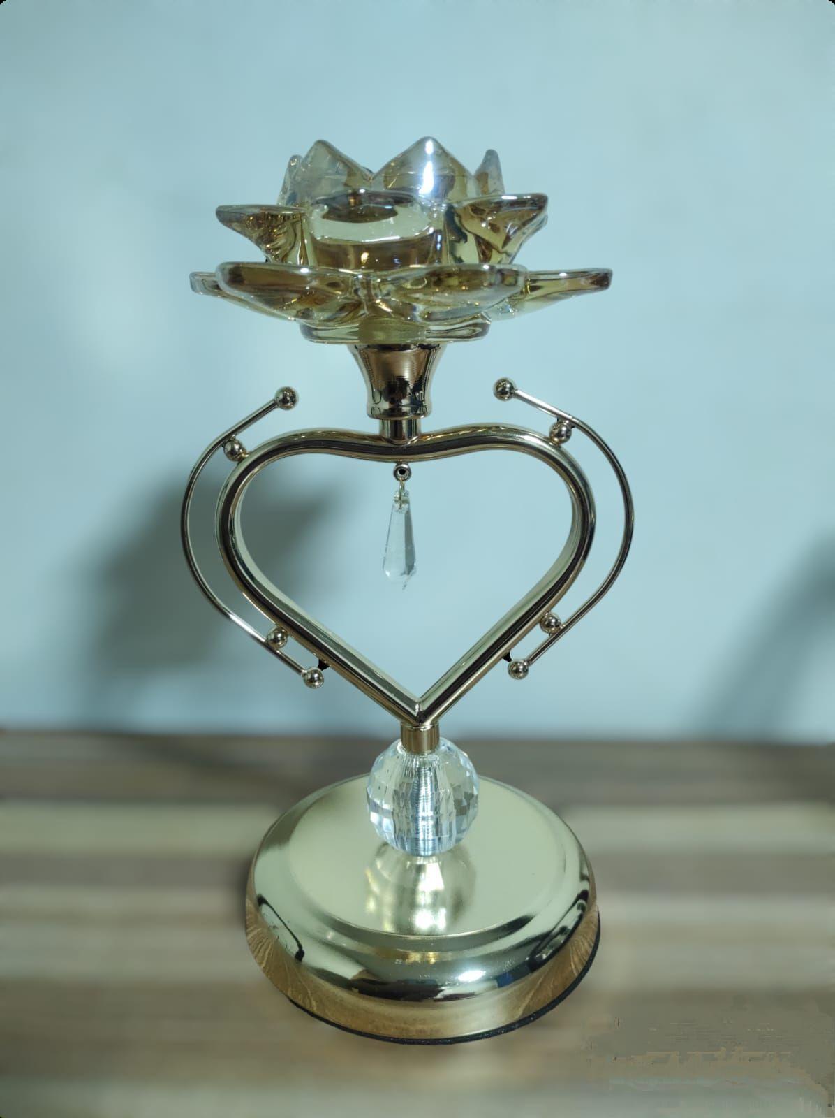Porta Vela En Forma Corazon Material Metal/vidrio 25cm-3