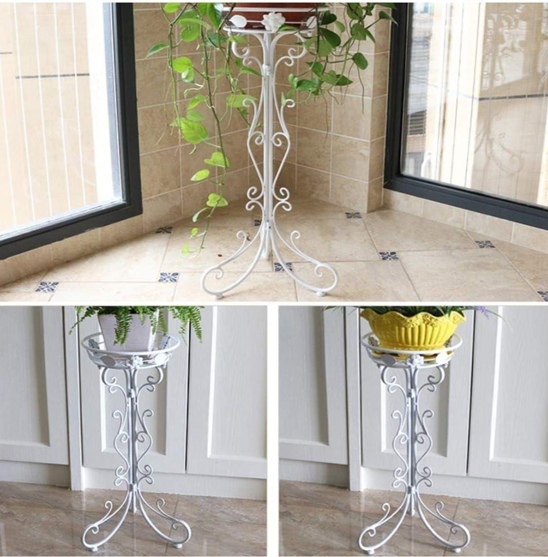 Pedestal Porta Maceta Metalico blanco Invierno y Dorado (metal Alta Calidad)-3