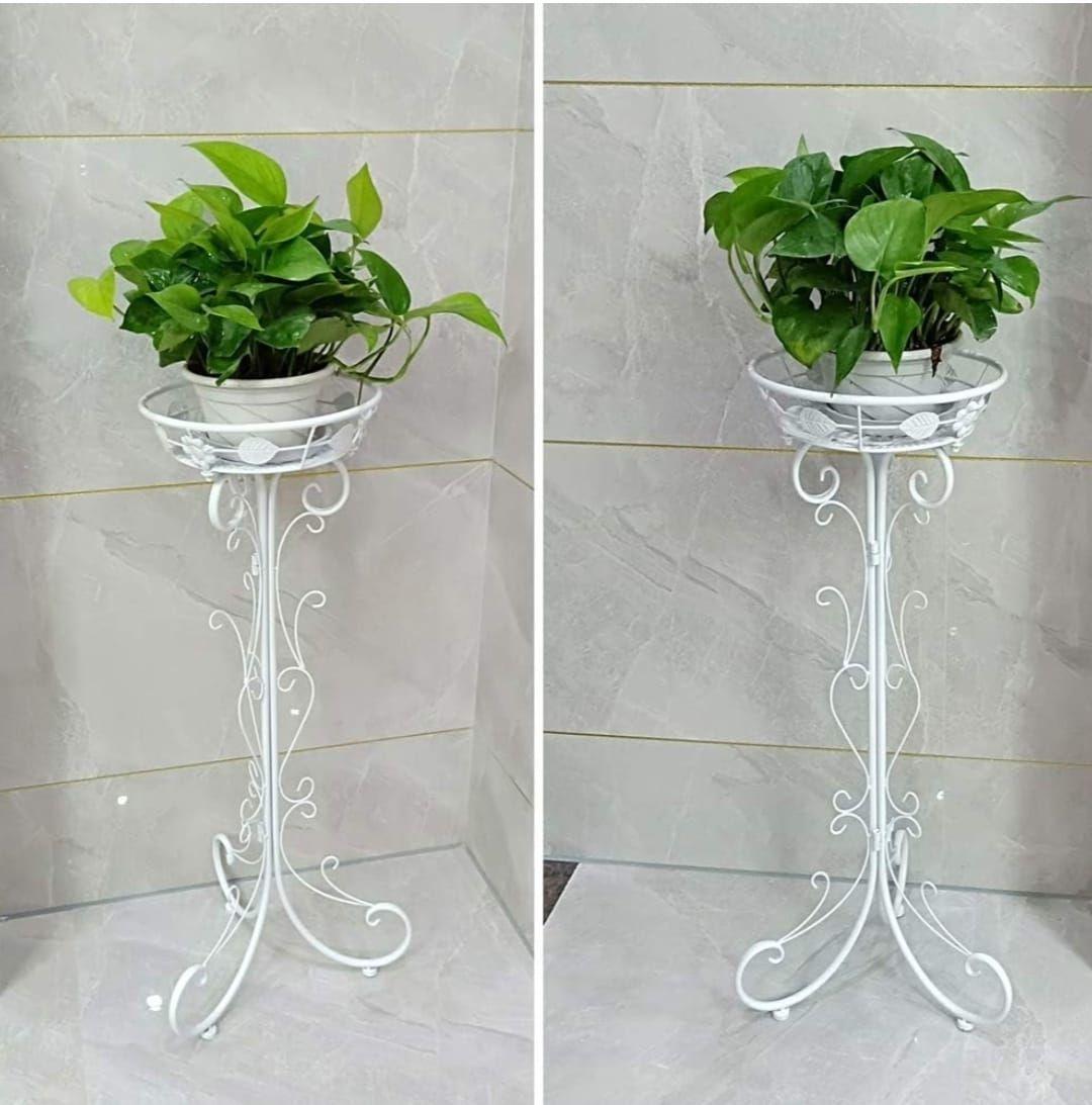Pedestal Porta Maceta Metalico blanco Invierno y Dorado (metal Alta Calidad)-4