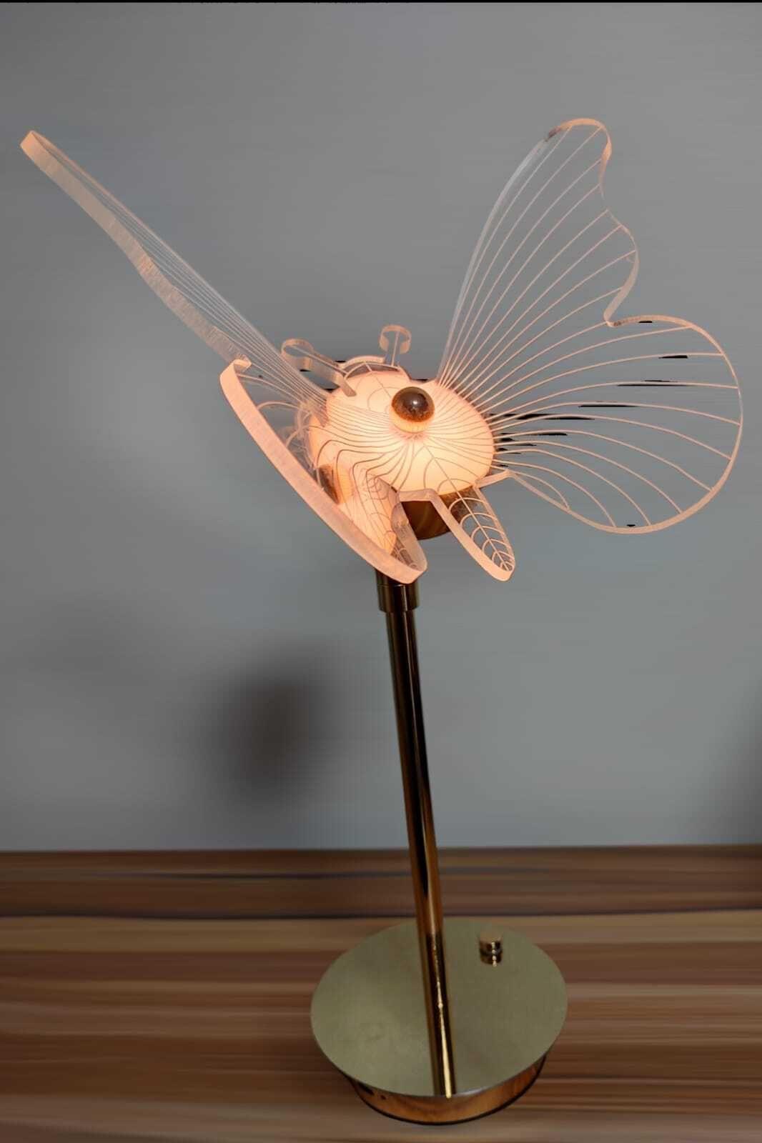 Lampara Led Mariposa, Dorada/plateada, Touch Carga Usb-1