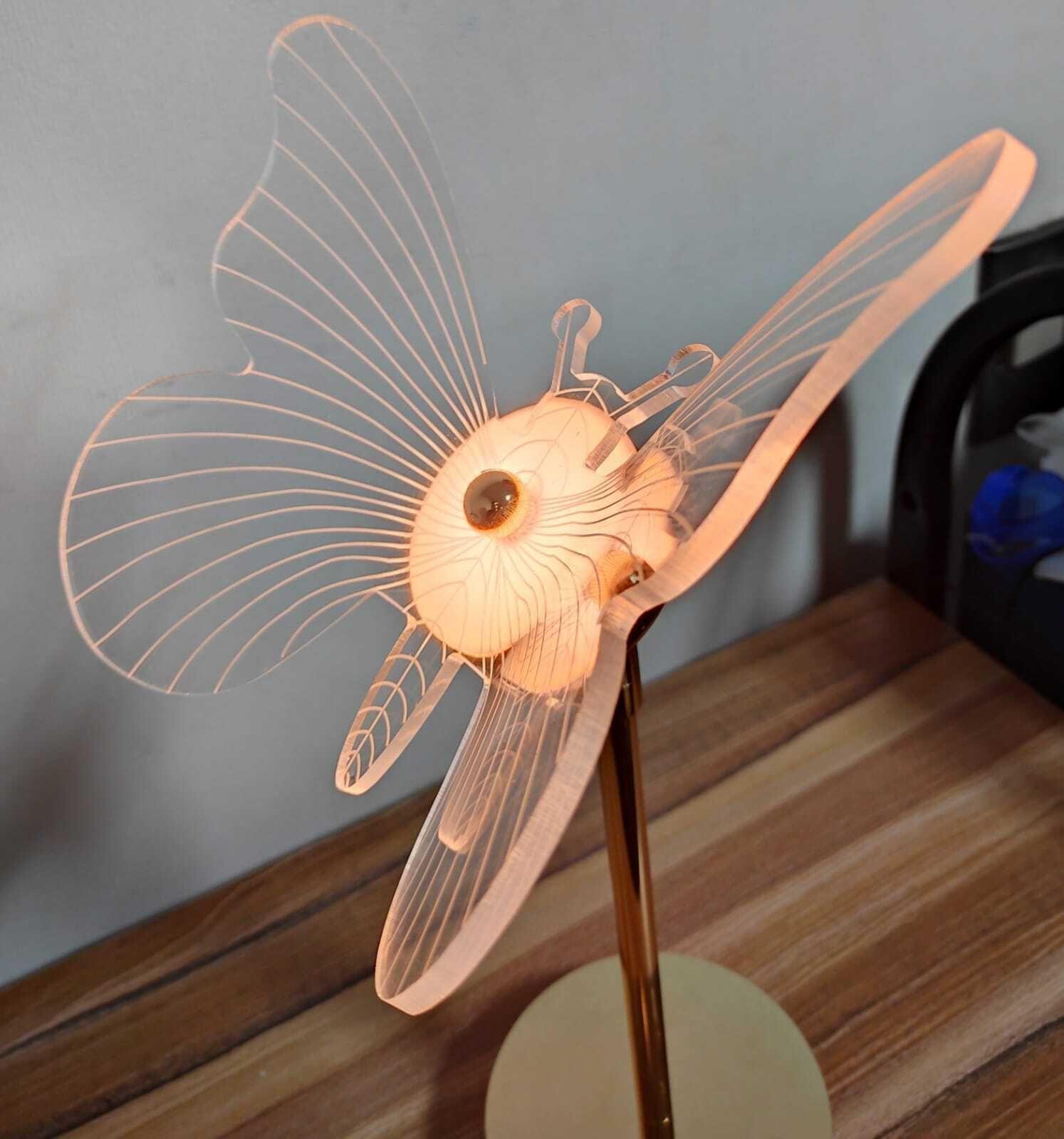 Lampara Led Mariposa, Dorada/plateada, Touch Carga Usb-3