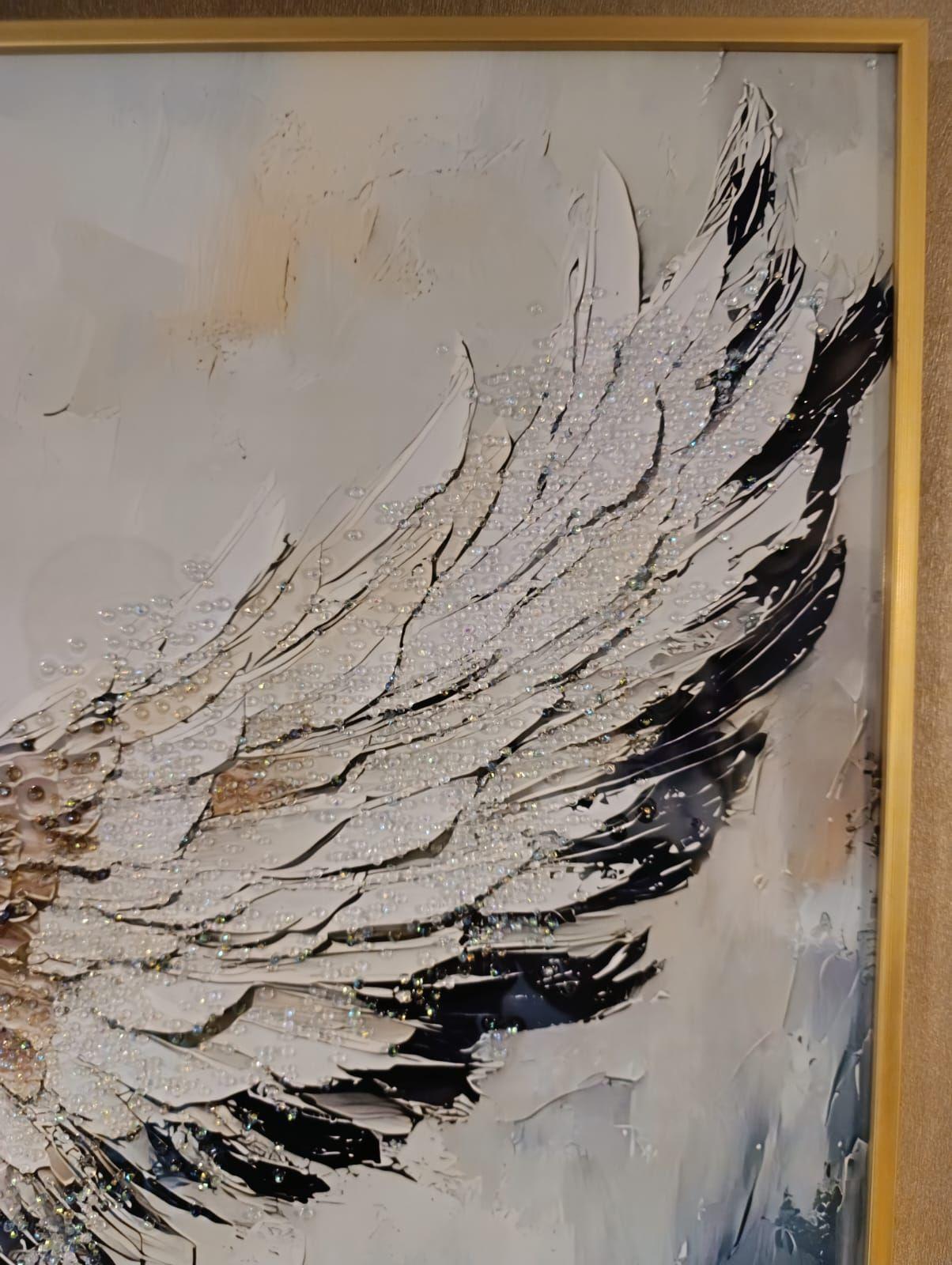 Cuadro Alas De Angel Diamante, Marco Dorado 90x70x3cm-7