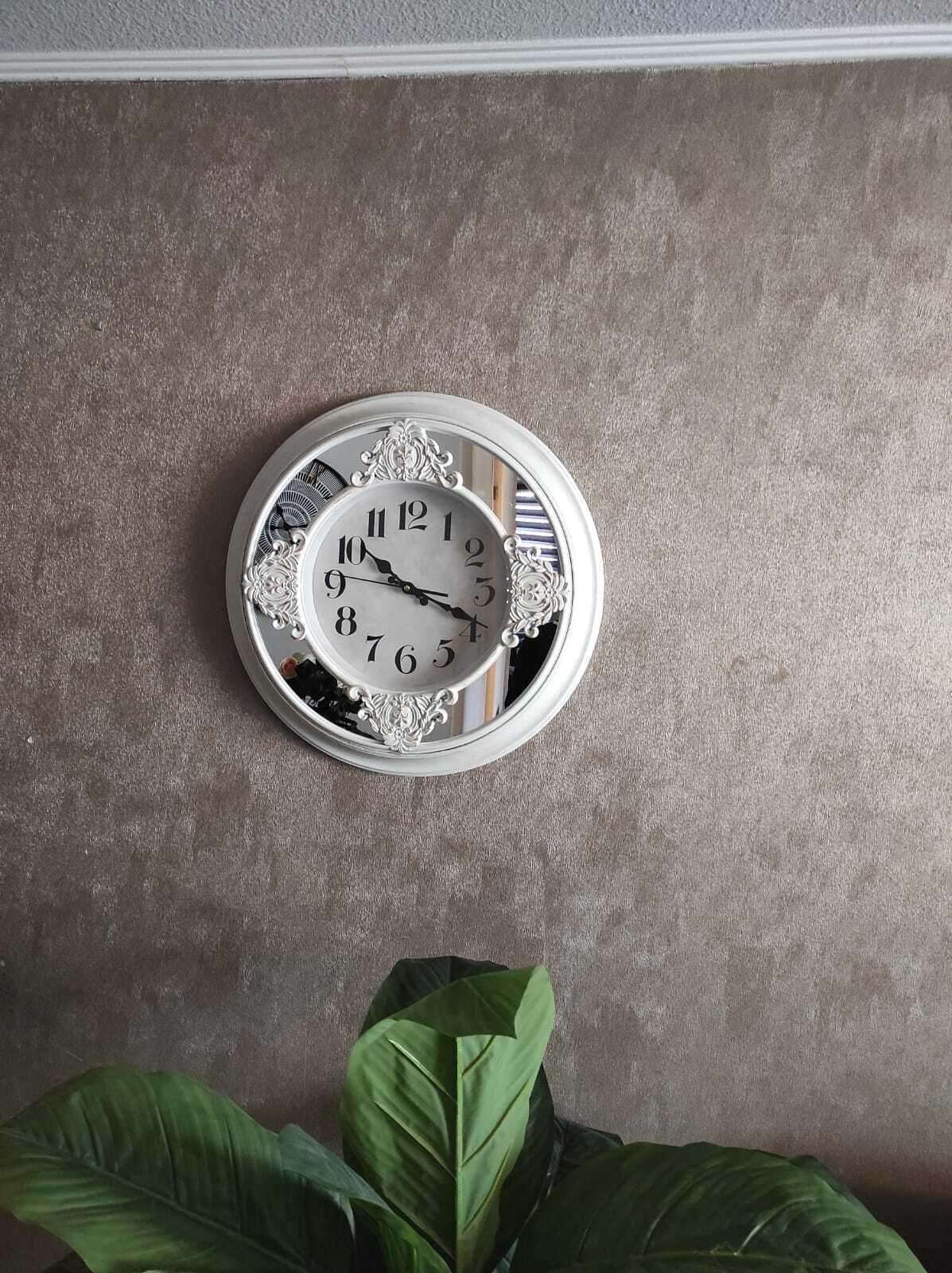 Reloj De Pared Blanco Invierno Envejecido Con Espejos 51 Cm-2