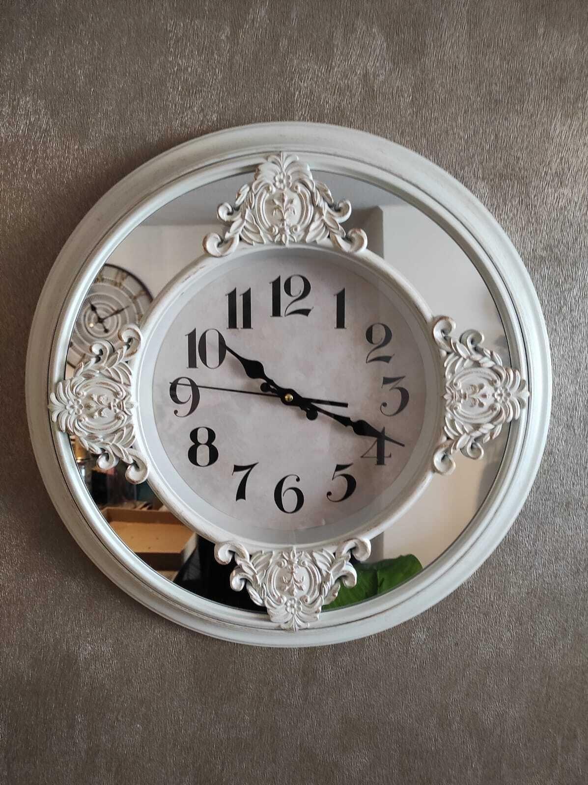 Reloj De Pared Blanco Invierno Envejecido Con Espejos 51 Cm-4