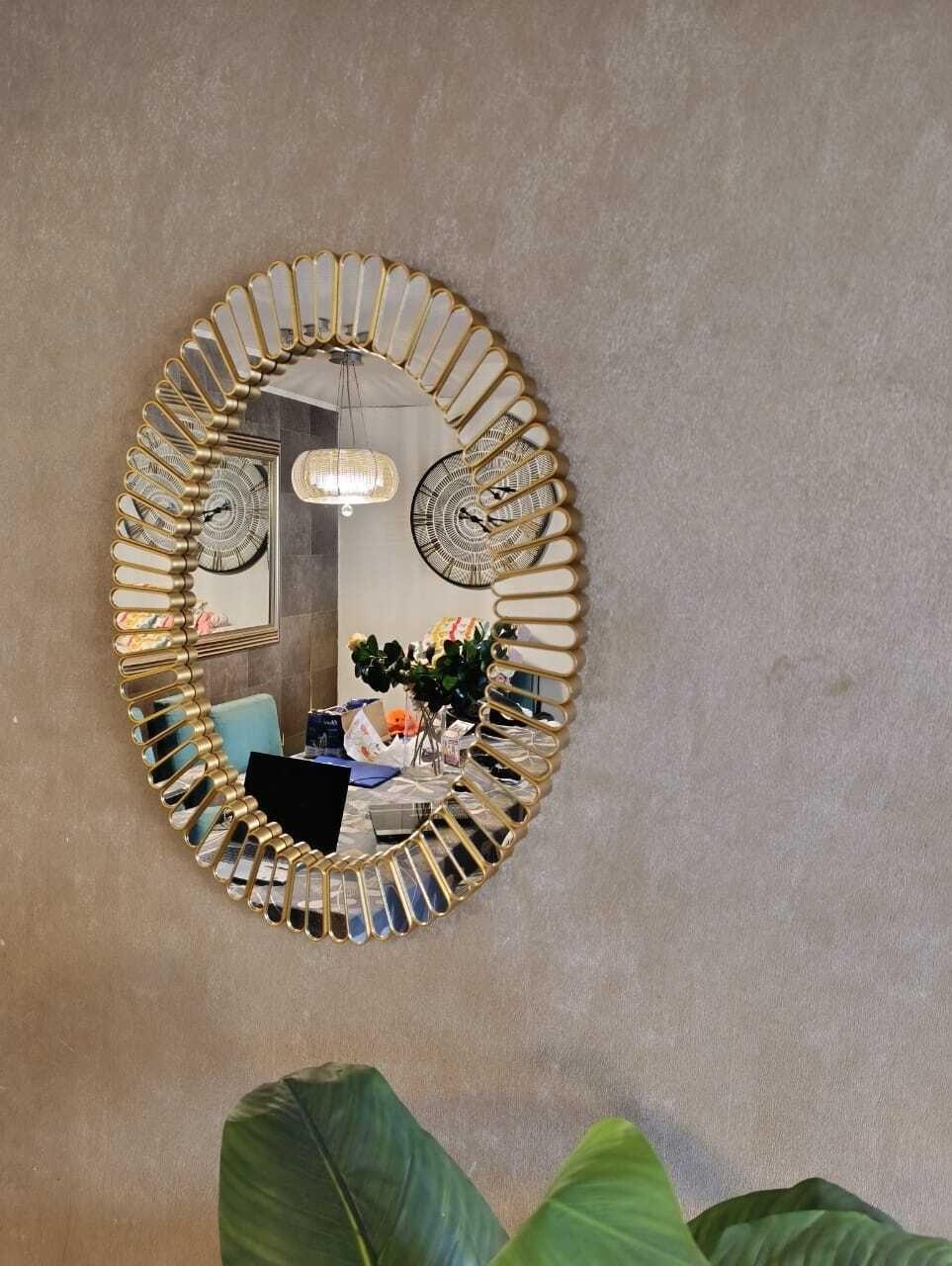 Espejo Ovalado Dorado, Golden Oval 75x58x4 Cm.-2