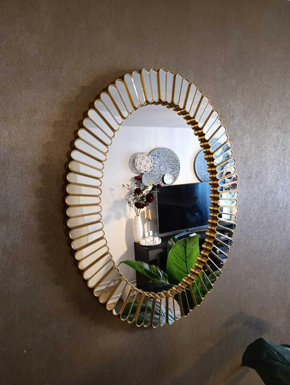 Espejo Ovalado Dorado, Golden Oval 75x58x4 Cm.-3