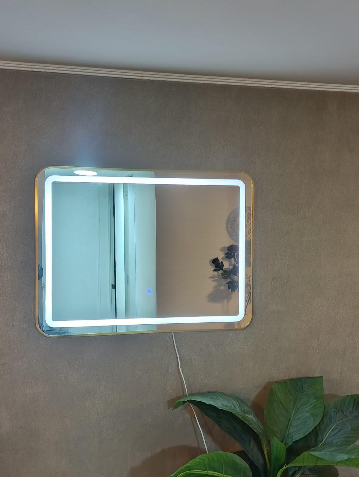 ESPEJO LED RECTANGULAR HORIZONTAL TOUCH 3 TONOS LUZ 80X60 MARCO METAL-3