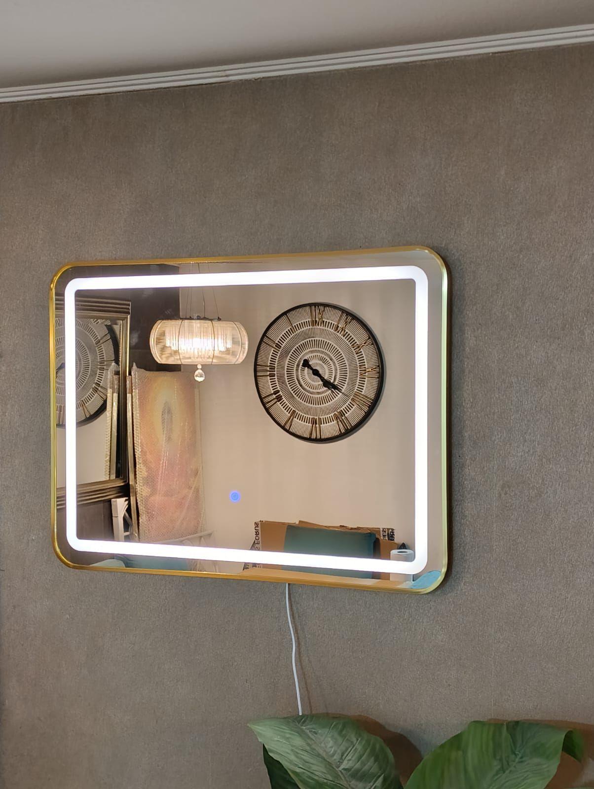 ESPEJO LED RECTANGULAR HORIZONTAL TOUCH 3 TONOS LUZ 80X60 MARCO METAL-6