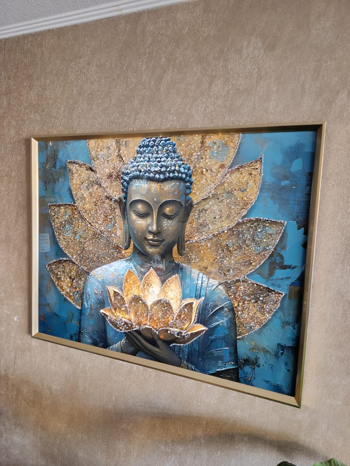 Cuadro Buda Flor Loto, Pintura Diamond, Marcodor 70x90x3cm-2