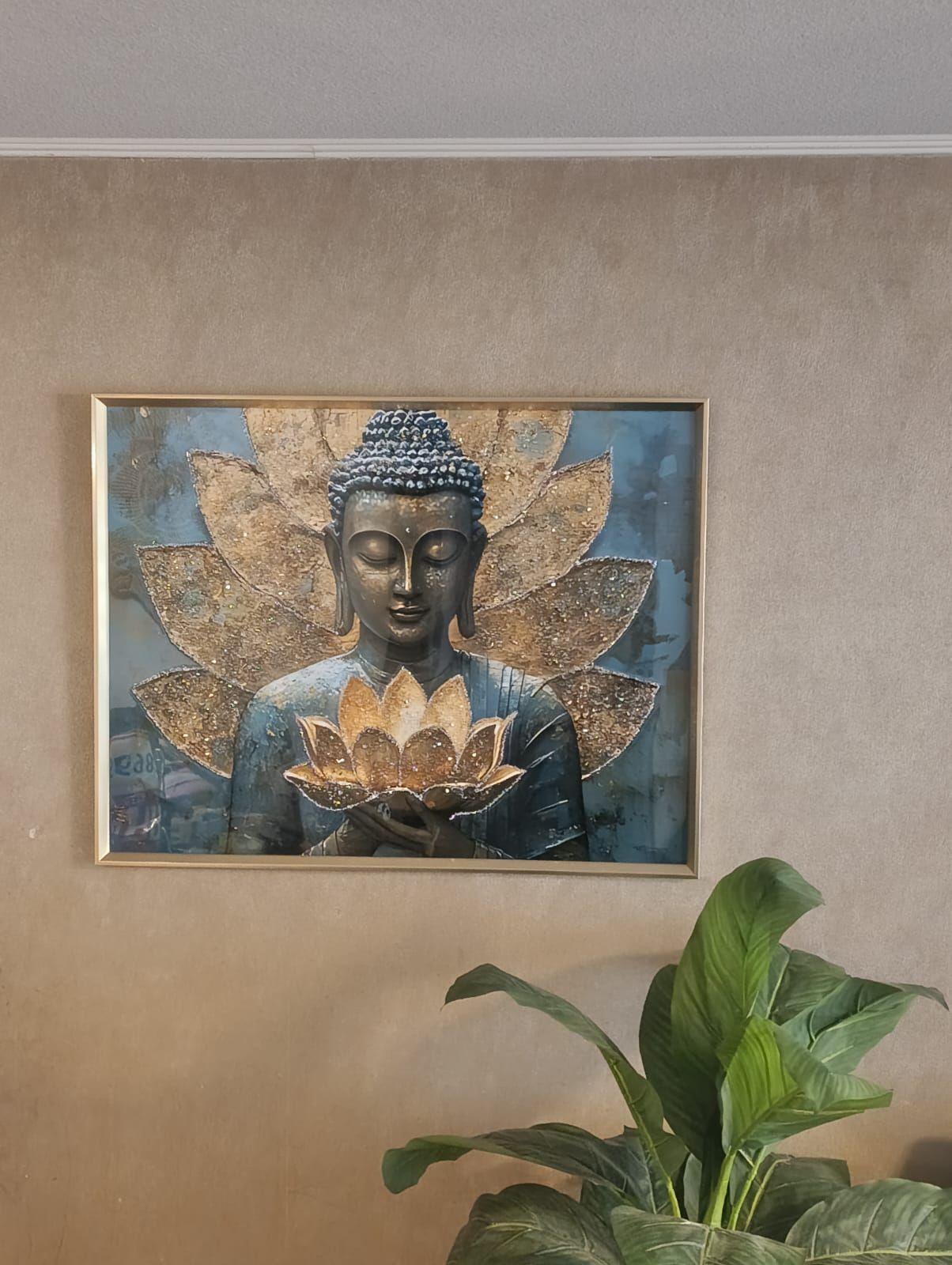 Cuadro Buda Flor Loto, Pintura Diamond, Marcodor 70x90x3cm-3