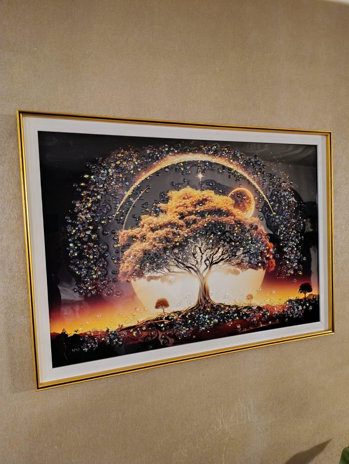 Cuadro Arbol Diamante,pintura Diamante, Marco Dorado 71x51cm-2