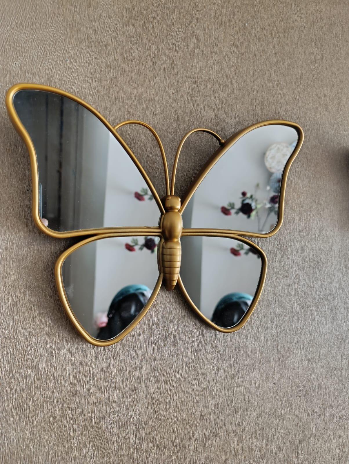 Set 2 Pcs Espejos Diseño Mariposas Doradas 26x31 Cm C/u-3