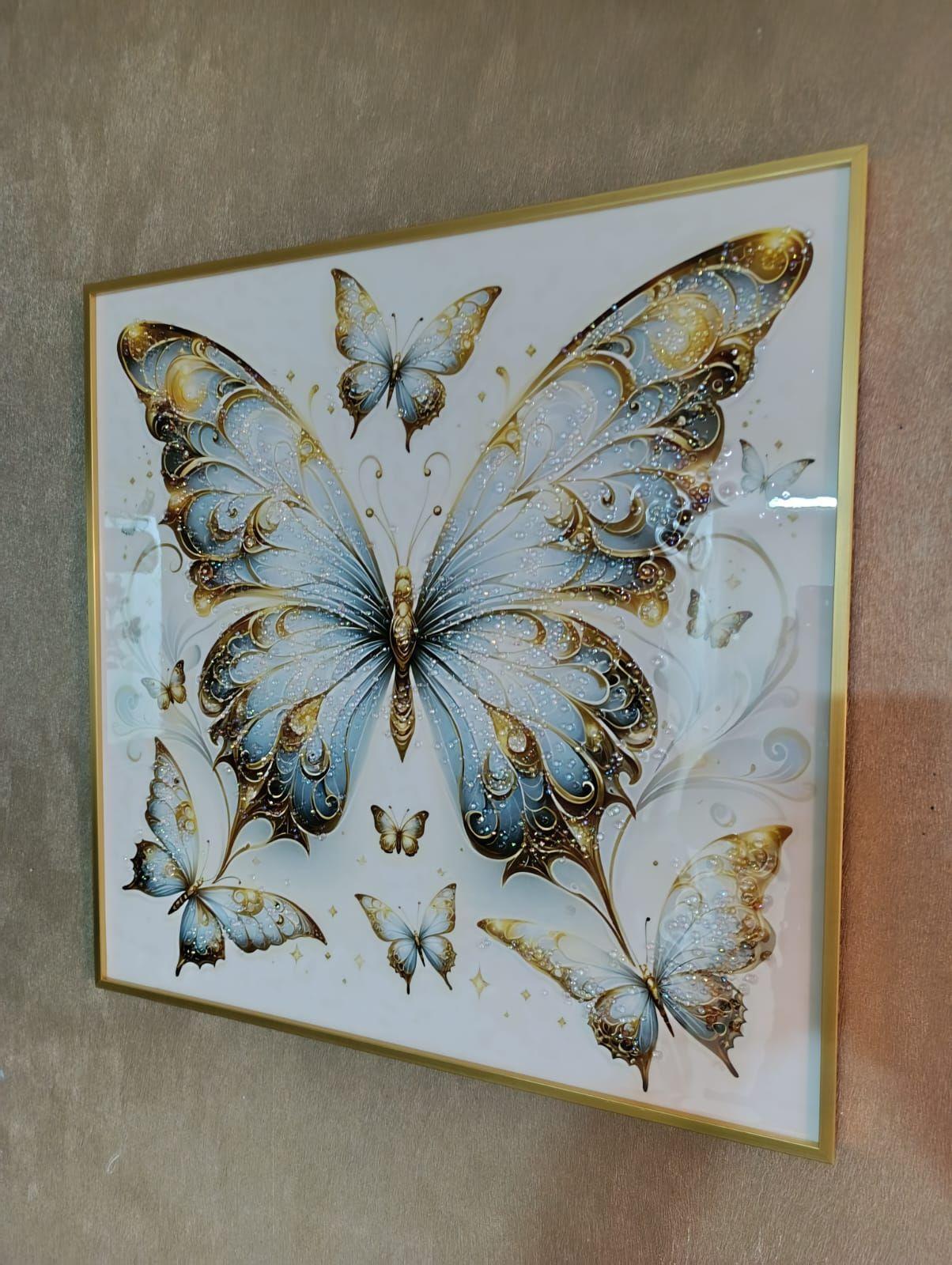 Cuadro Mariposas, Estilo Diseño Diamante, 60x60x3 Cm-3