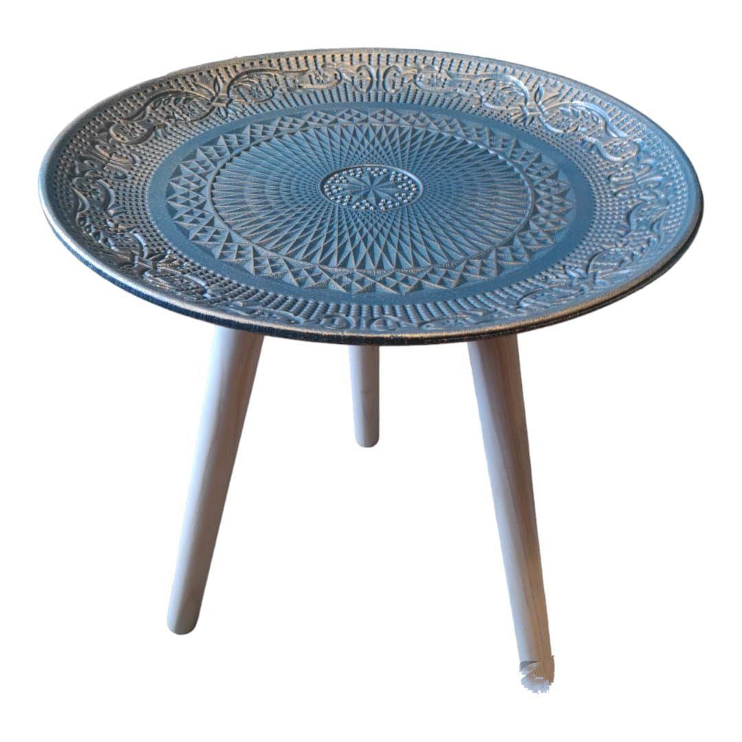 Set 3 Mesas De Centro, Color Verde Turquesa, Toques Dorados-1