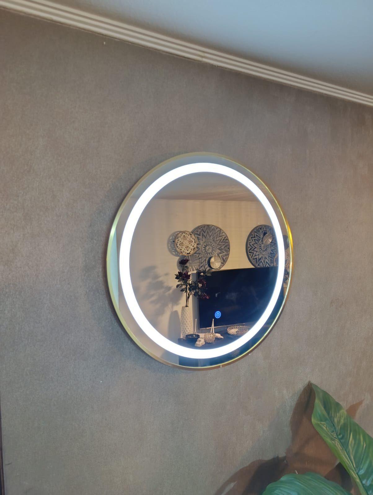 Espejo Led Con Touch (3 Tonos De Luz) 60 Cm Ø Marco Metal Cepillado-0