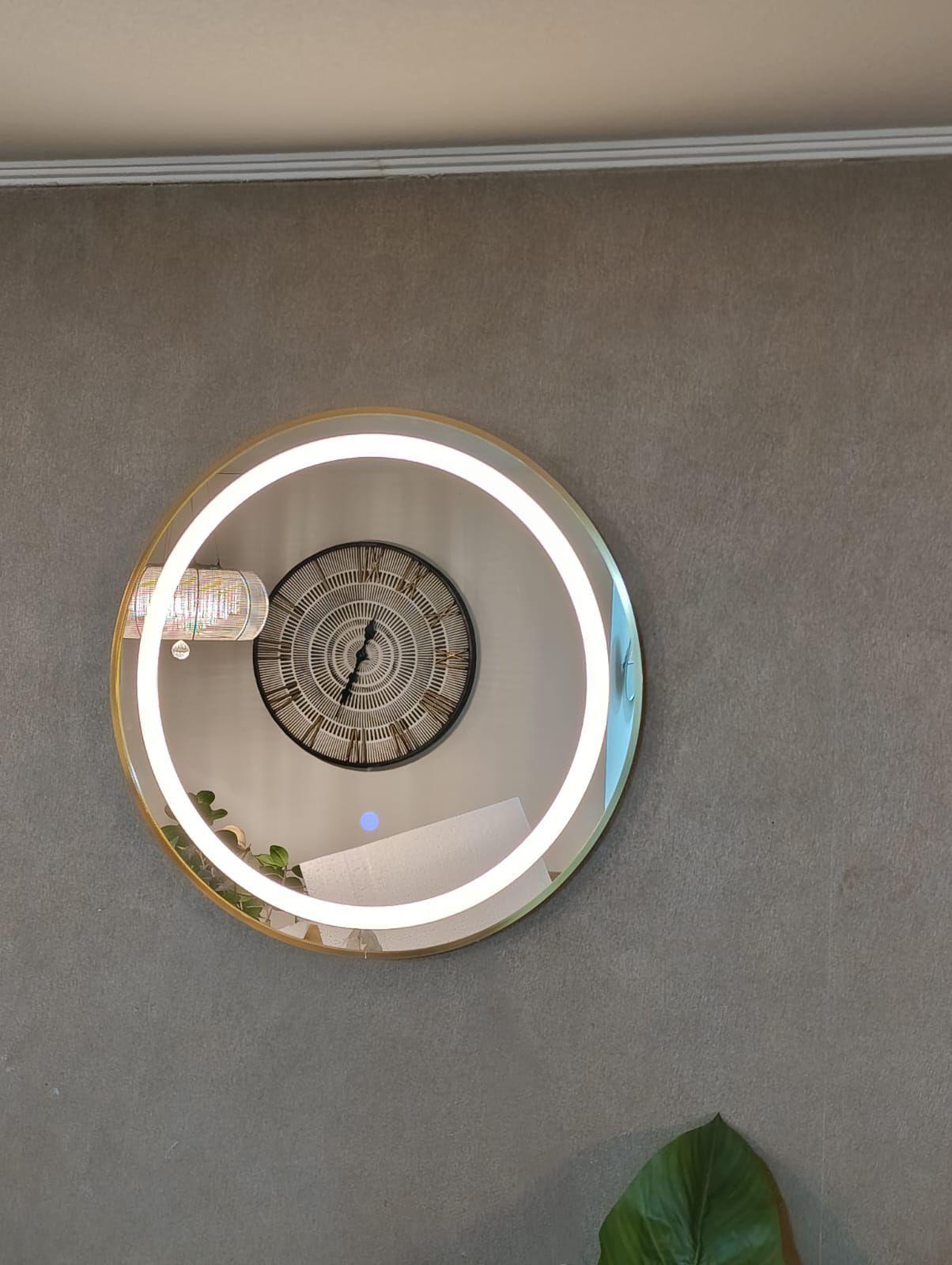 Espejo Led Con Touch (3 Tonos De Luz) 60 Cm Ø Marco Metal Cepillado-2