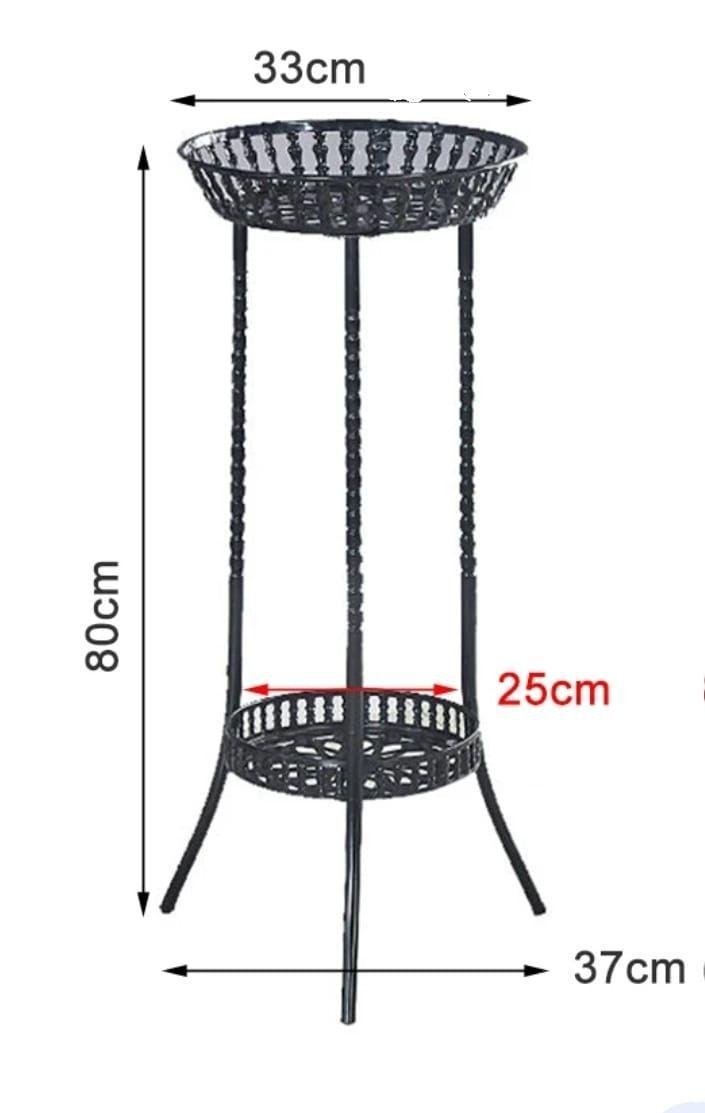 Pedestal Porta Macetas Metalico 2 Niveles Color Negro.-5