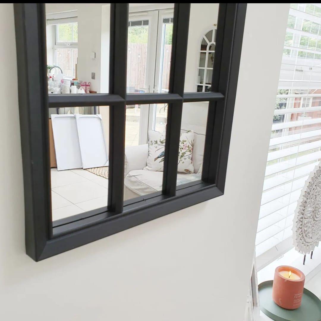 Espejo Ventana Negro 70x35 Cm Decorativo-1