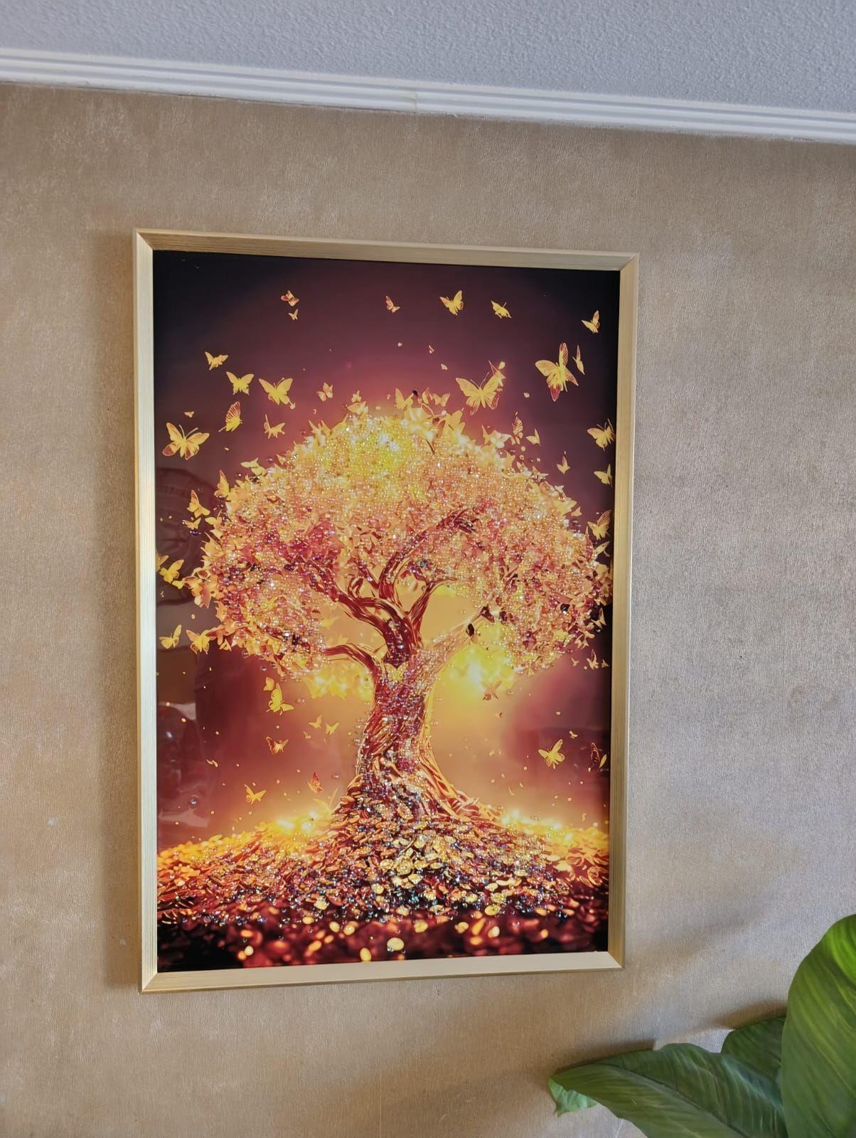 Cuadro Arbol De La vida Mariposas, Pintura Diamond, Marcodor 90x60x3cm-0