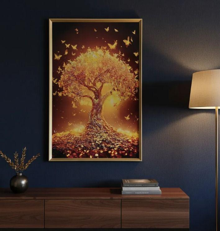 Cuadro Arbol De La vida Mariposas, Pintura Diamond, Marcodor 90x60x3cm-1