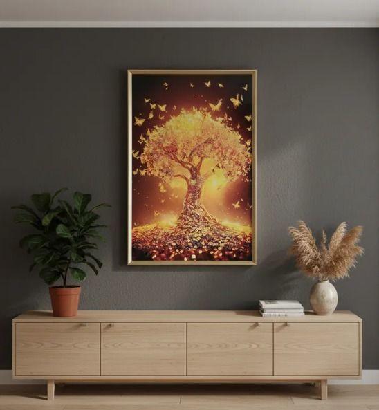Cuadro Arbol De La vida Mariposas, Pintura Diamond, Marcodor 90x60x3cm-2