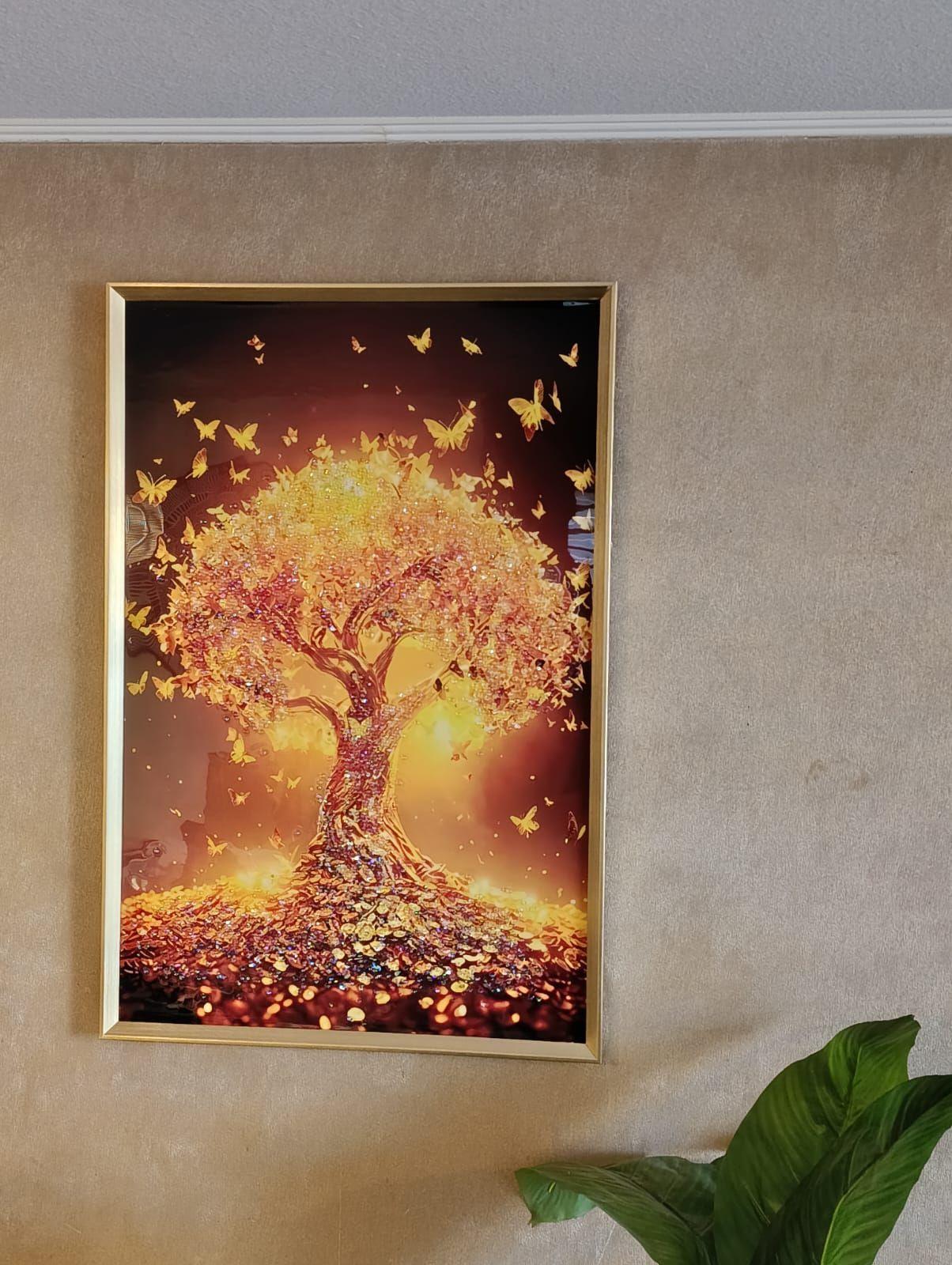 Cuadro Arbol De La vida Mariposas, Pintura Diamond, Marcodor 90x60x3cm-3