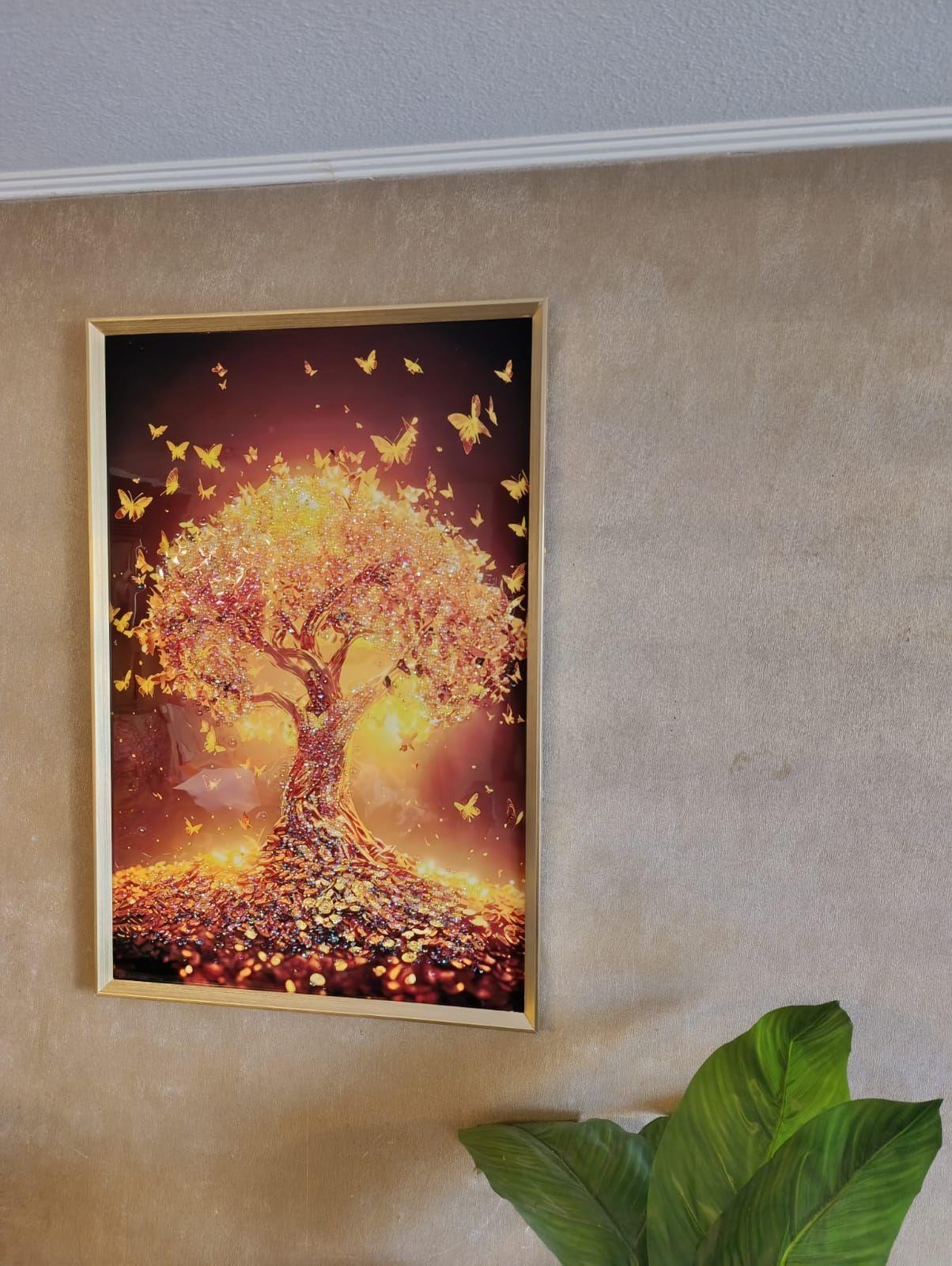 Cuadro Arbol De La vida Mariposas, Pintura Diamond, Marcodor 90x60x3cm-5