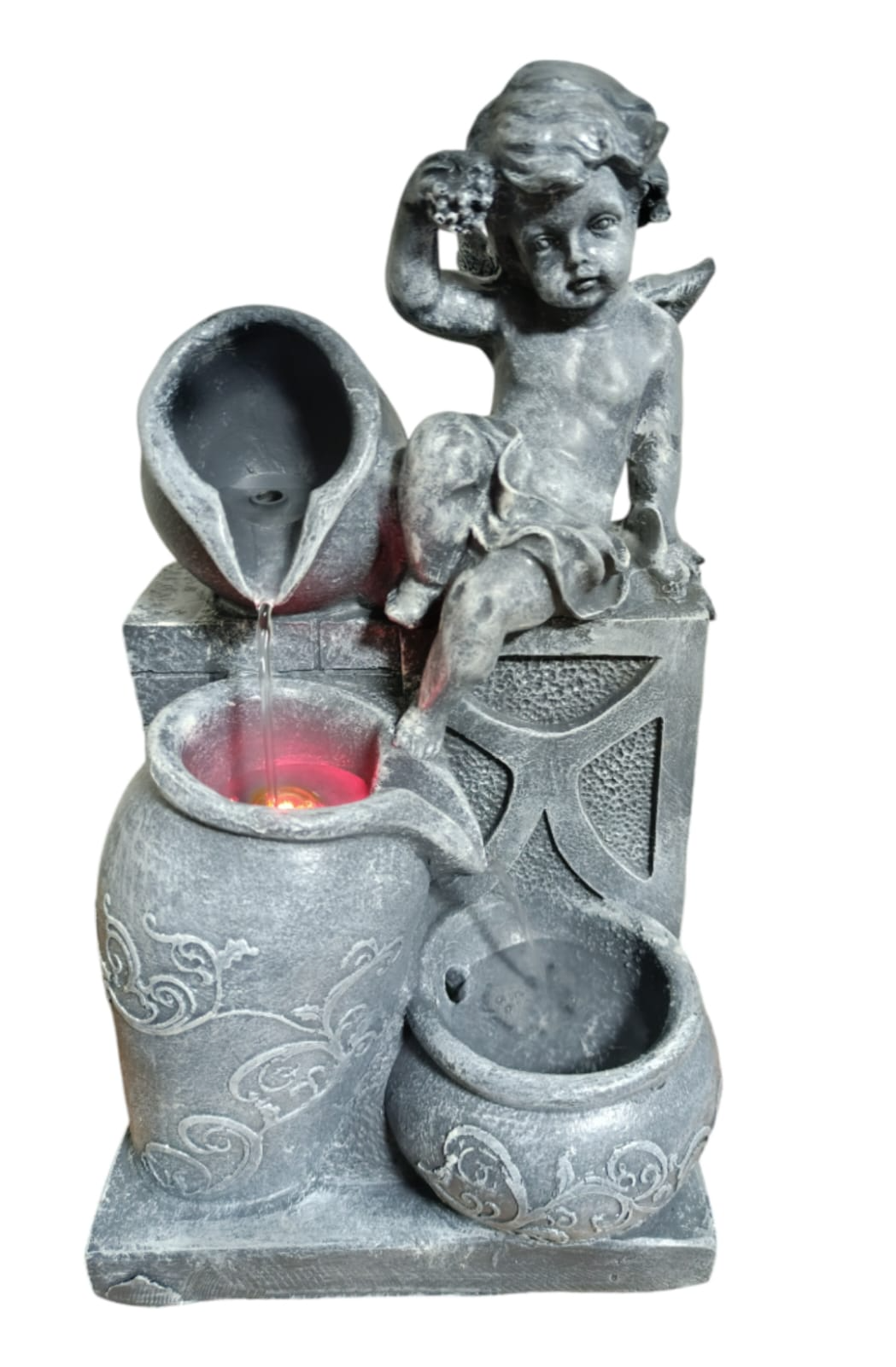 Fuente De Agua 3 Cantaros Angel Con Luz Led 36x19x16 Cm-5
