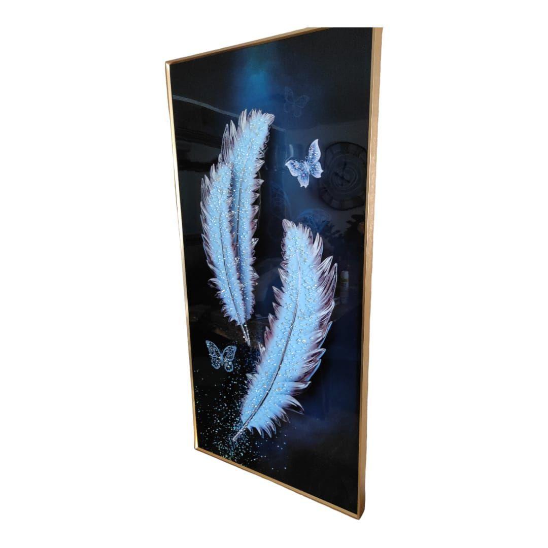 Cuadro Plumas Mariposas Deep Blue Pintura Diamante 50x100 Cm-0