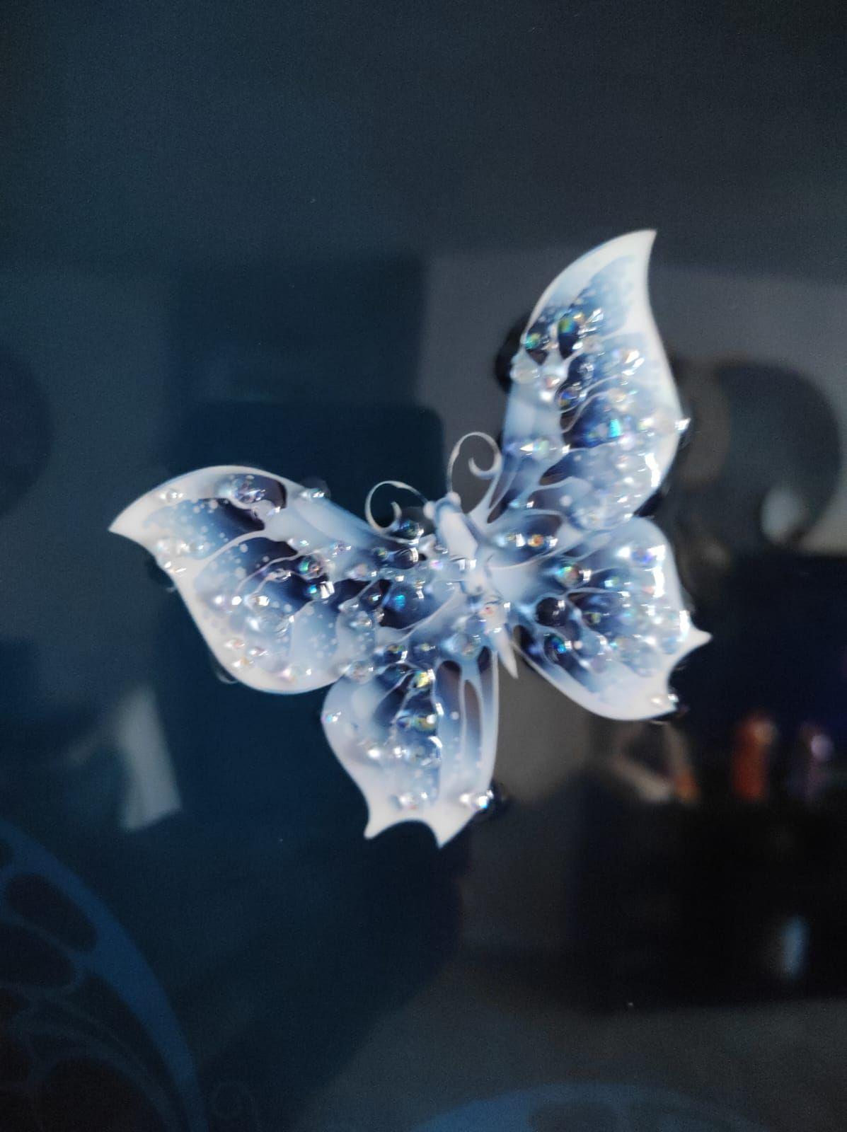 Cuadro Plumas Mariposas Deep Blue Pintura Diamante 50x100 Cm-5