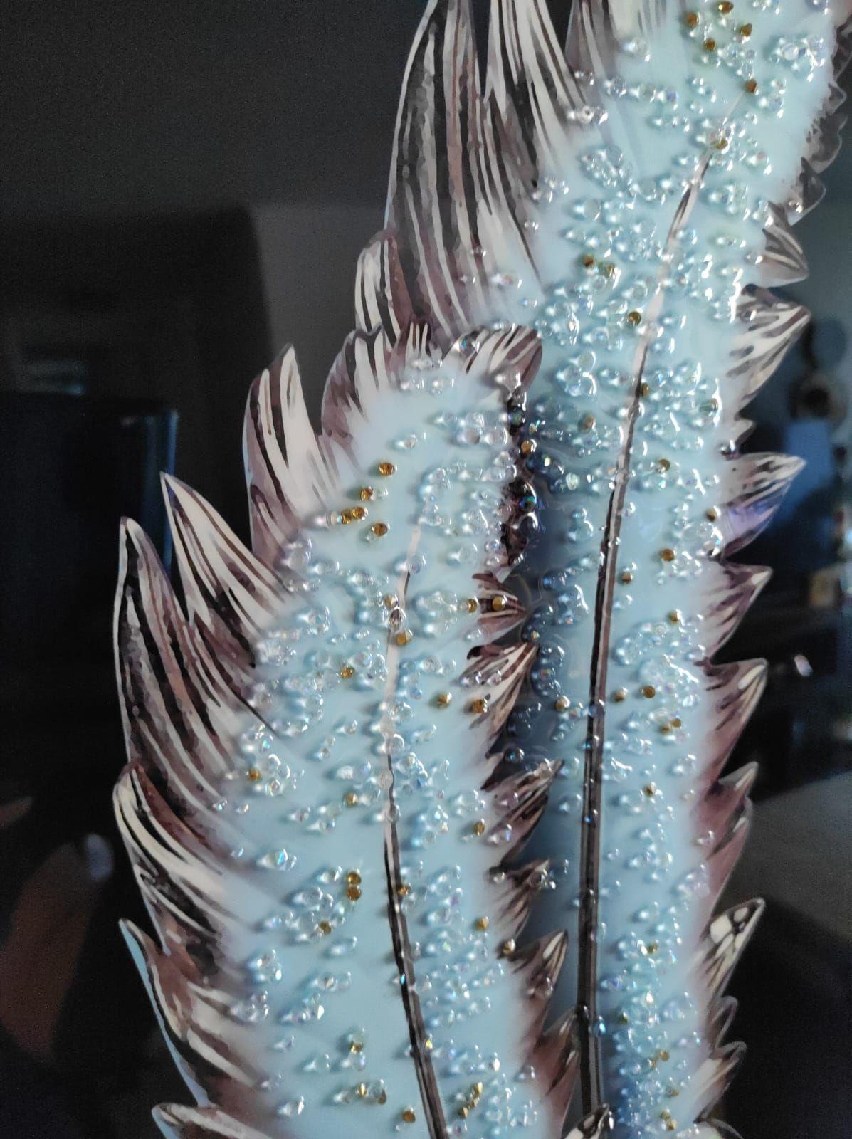 Cuadro Plumas Mariposas Deep Blue Pintura Diamante 50x100 Cm-6