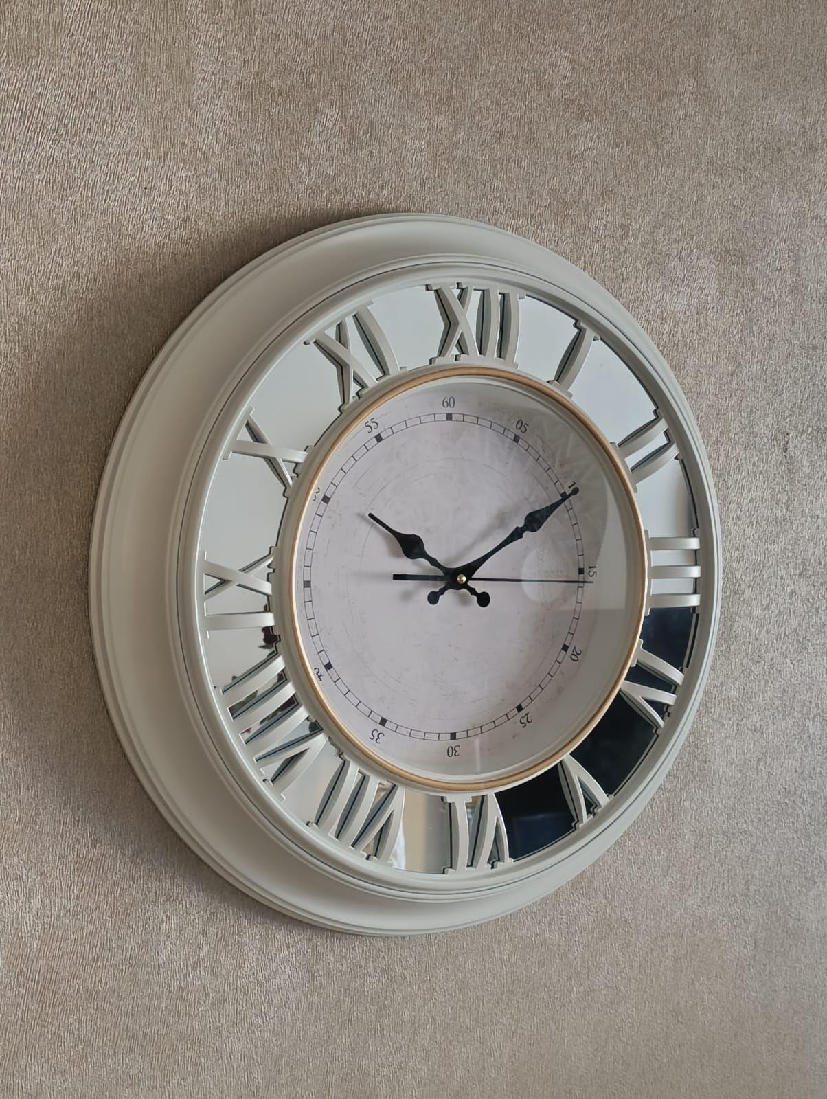 Reloj Pared Espejado, Colores Blanco/negro, Números Romanos 51cm-1