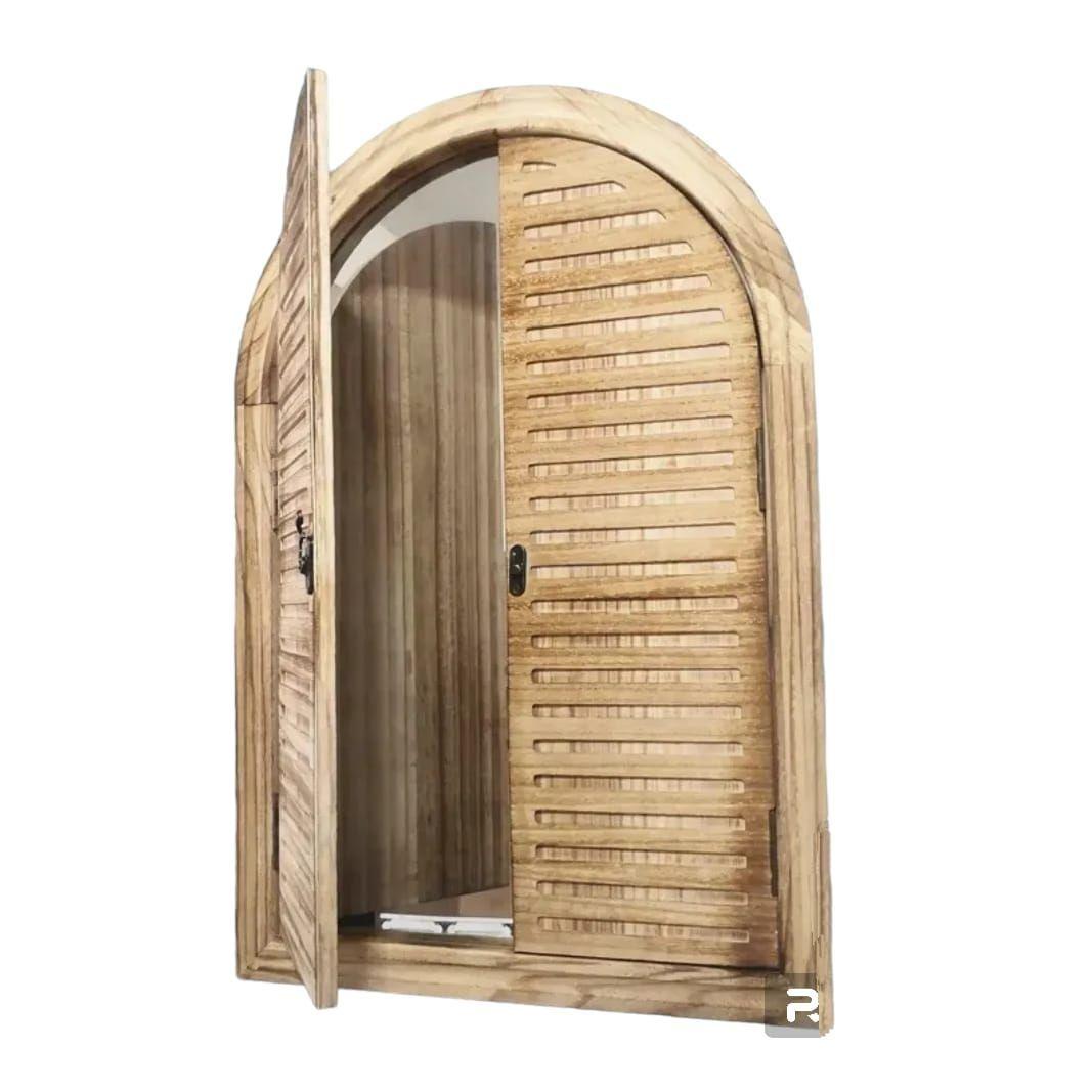 Espejo De Madera Forma Ventana Con Puertas 45x67 Cm-3