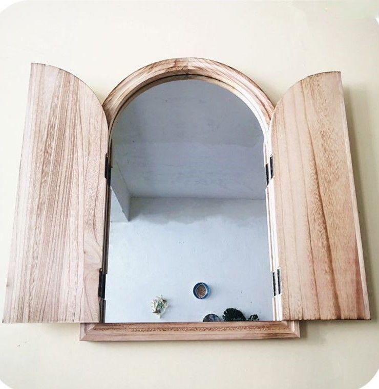 Espejo De Madera Forma Ventana Con Puertas 45x67 Cm-6