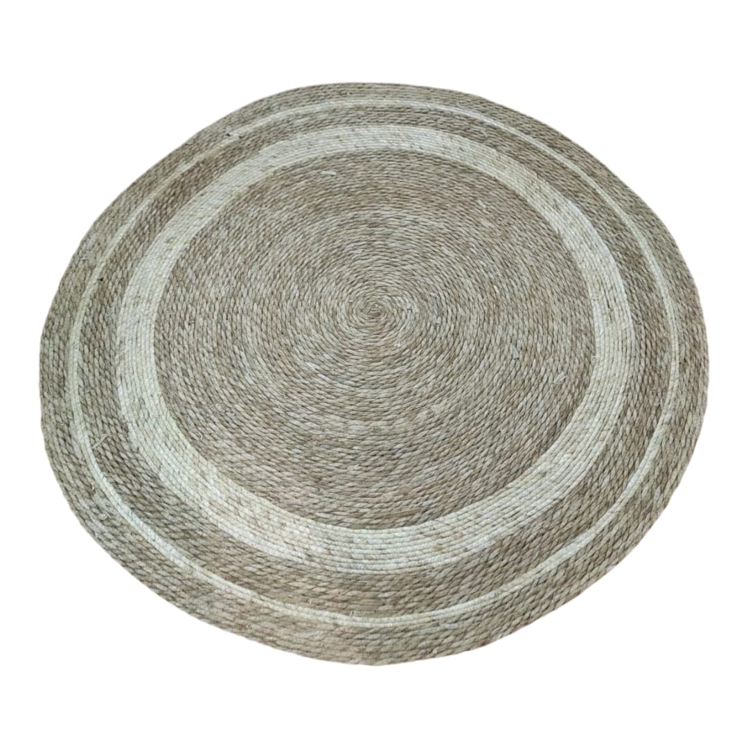 Hermosa Alfombra Yute Circulos Bicolor 120 Cm Diametro-2