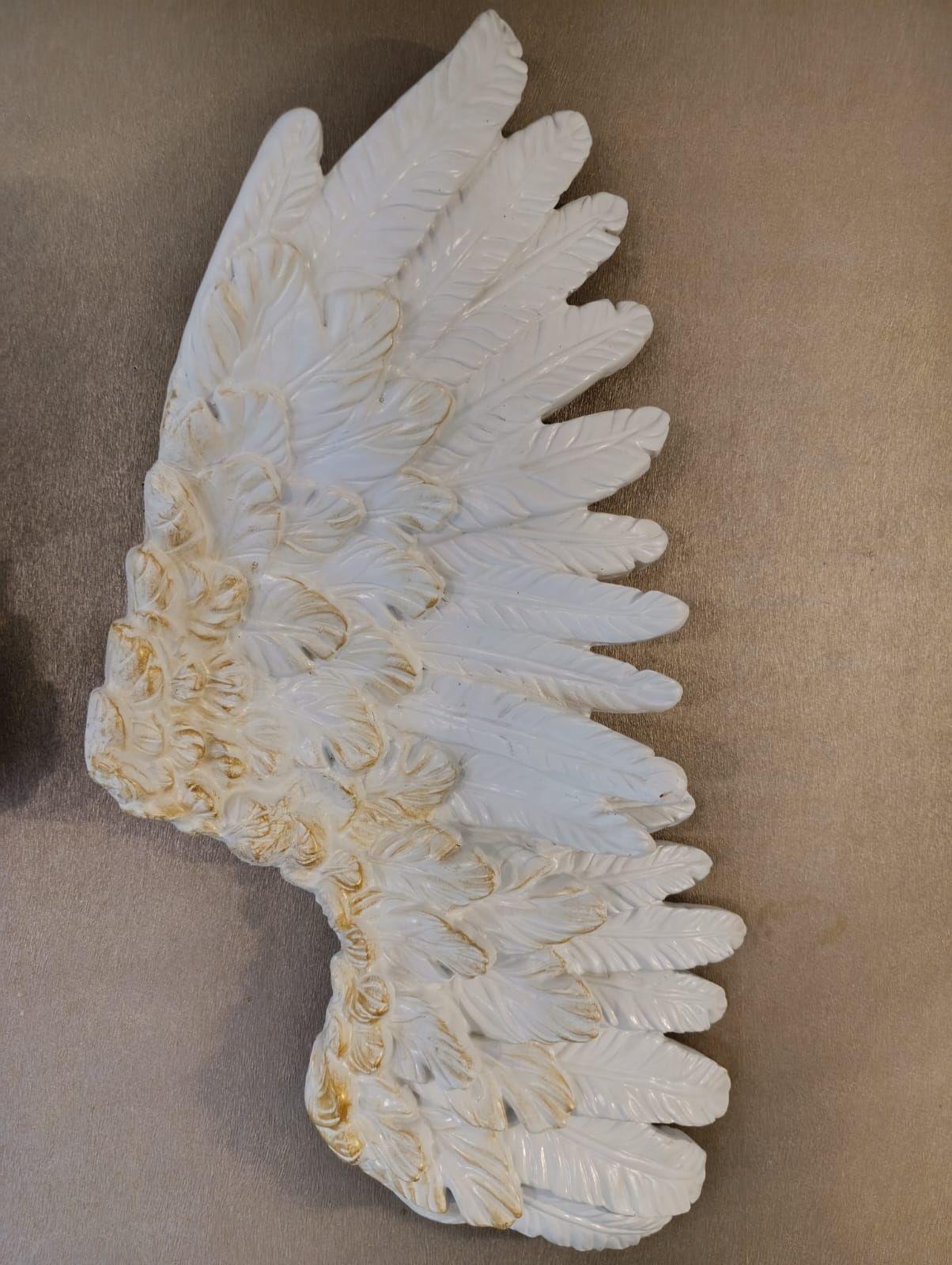 Alas Decoración Pared 3d Resina Estilo Nordico Blanco Nacarado/dorado-6