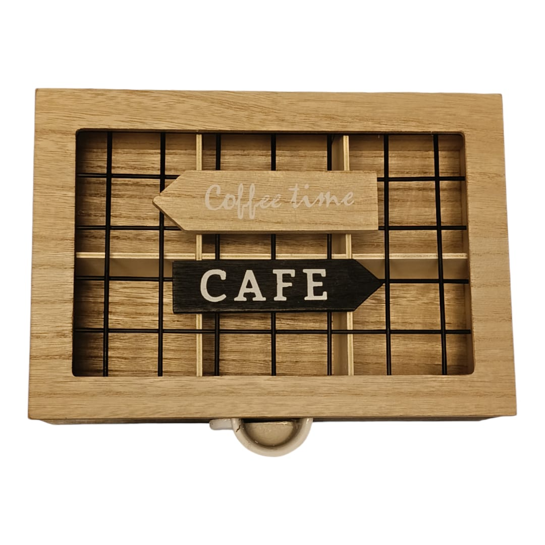 Caja Madera Para Bolsas De Te 6 Divisiones Diseño Coffe Time-4