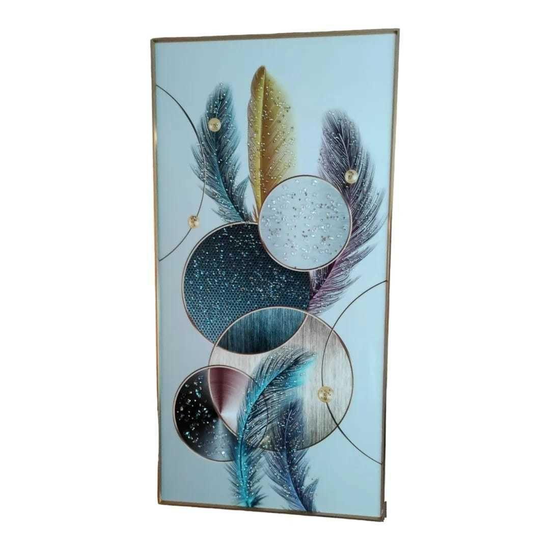 Cuadro Plumas Mandala, Estilo De Pintura Diamante 100x50 Cm-0