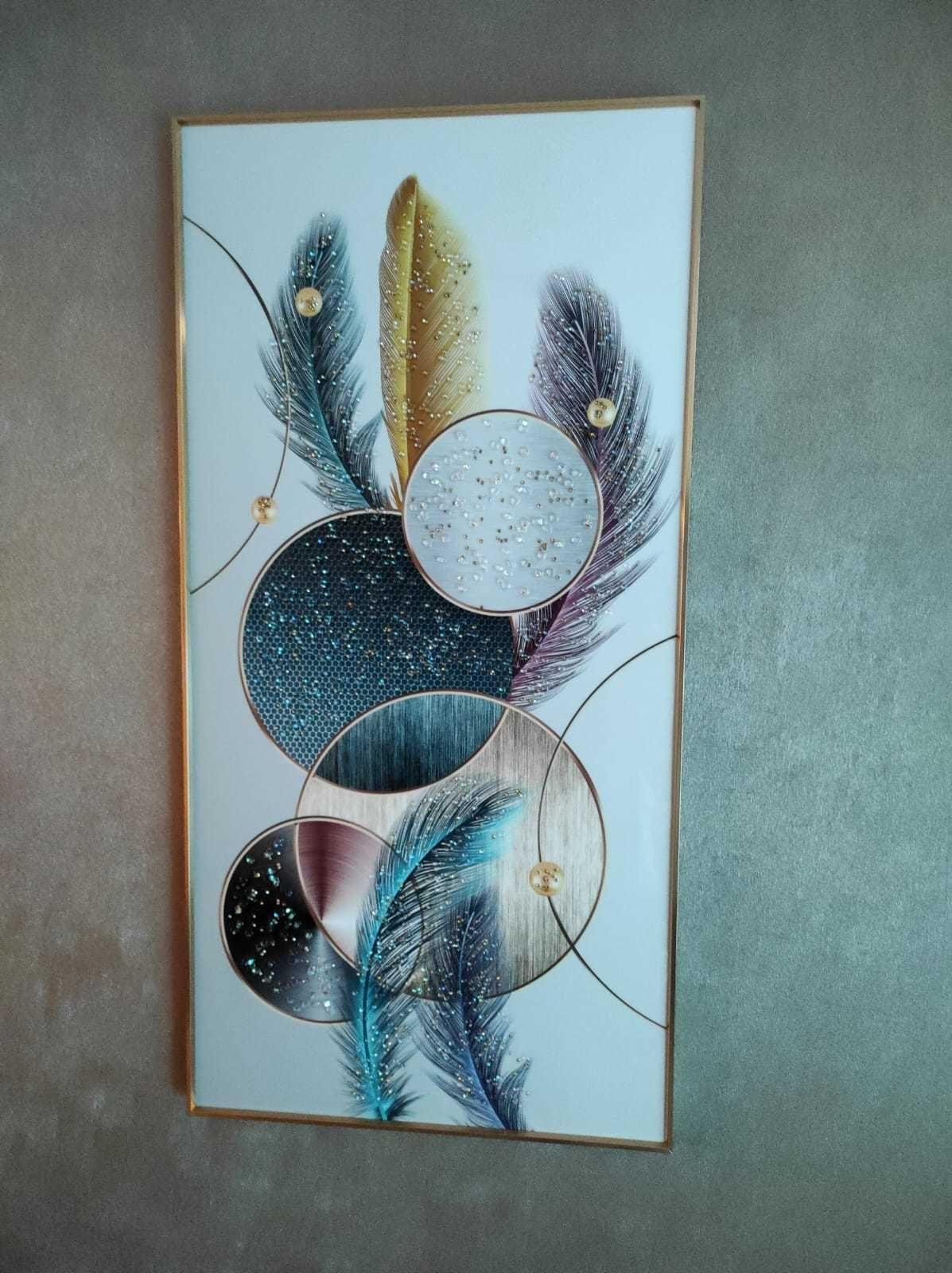 Cuadro Plumas Mandala, Estilo De Pintura Diamante 100x50 Cm-2