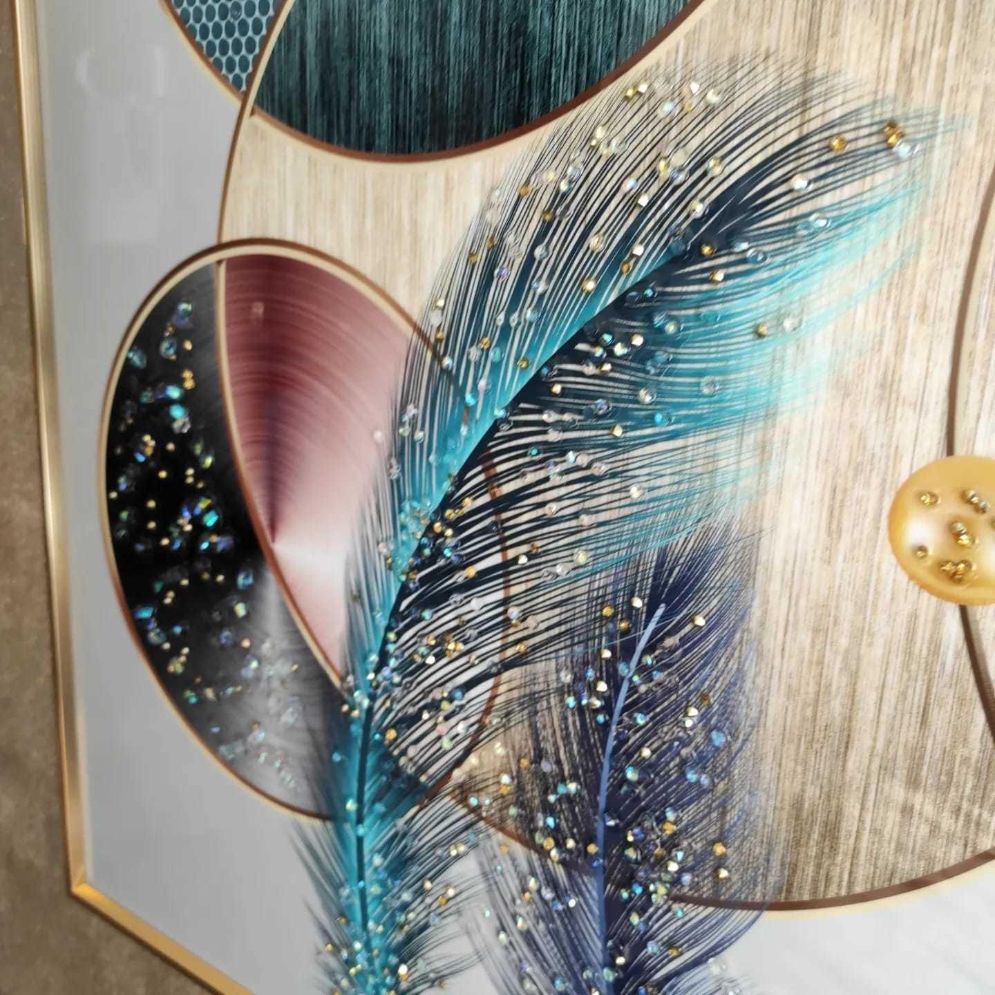 Cuadro Plumas Mandala, Estilo De Pintura Diamante 100x50 Cm-4