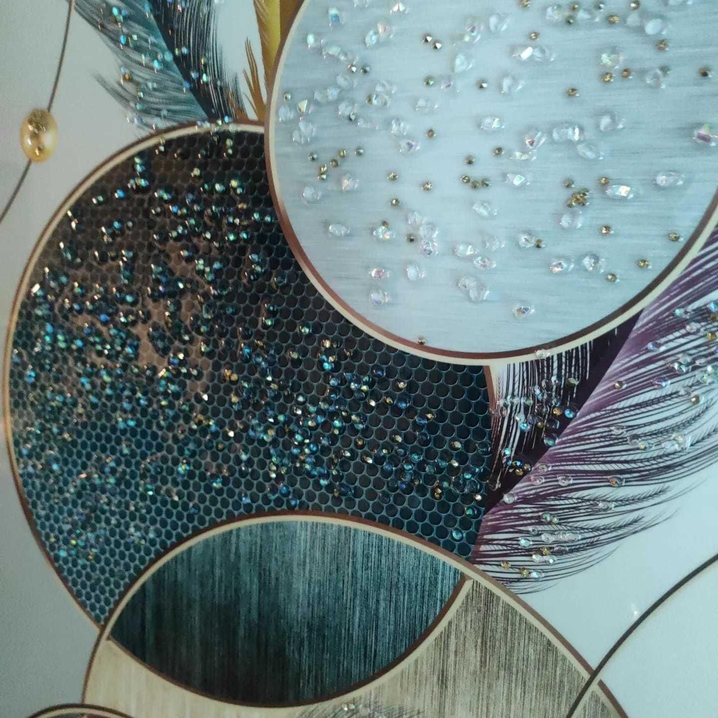 Cuadro Plumas Mandala, Estilo De Pintura Diamante 100x50 Cm-5